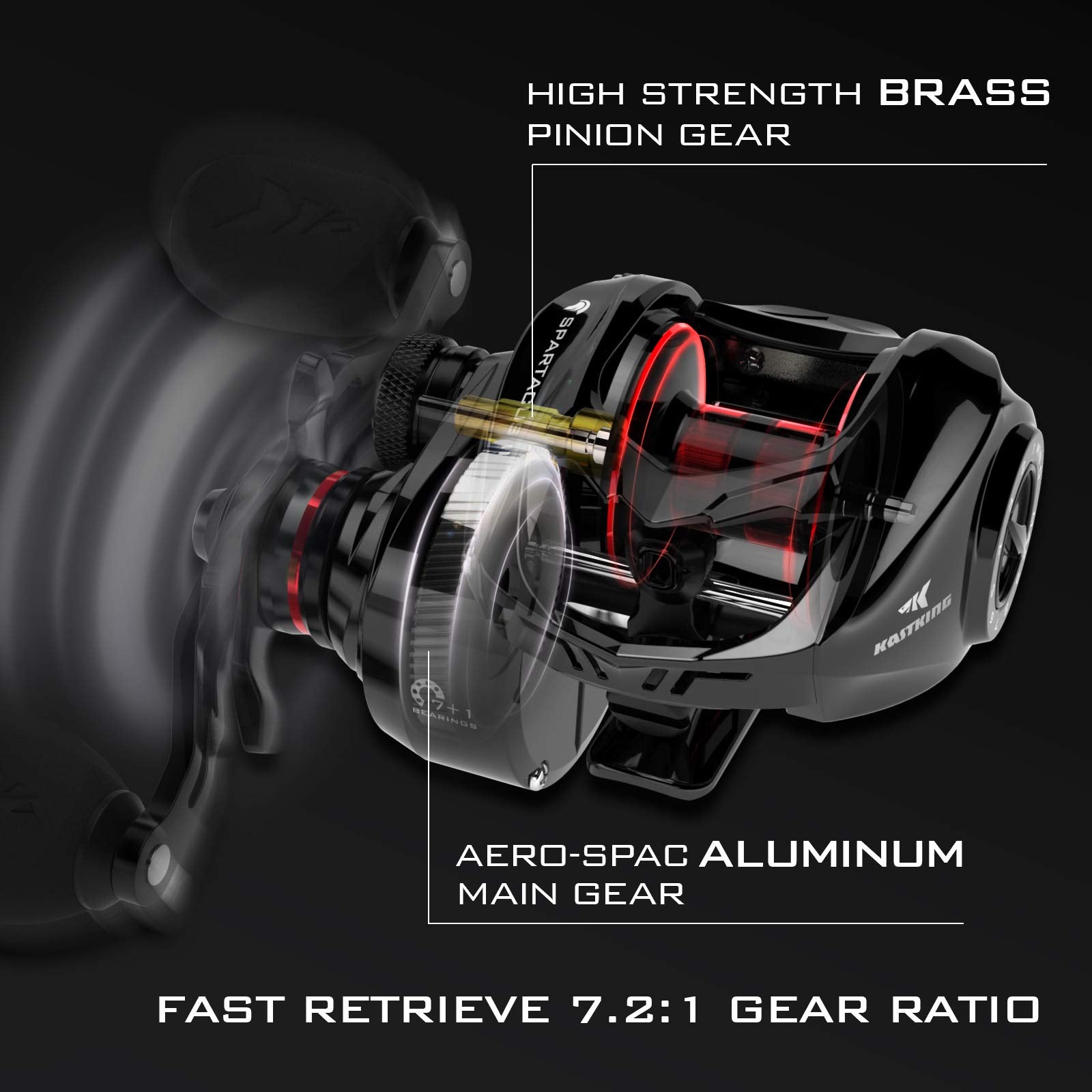 Kastking Spartacus Ii Baitcasting Fishing Reel, 6Oz Ultralight Baitcaster Reel, Super Smooth With 17.6 Lb Carbon Fiber Drag, 7.2:1 Gear Ratio, 39Mm Palm Perfect Lower Profile Design