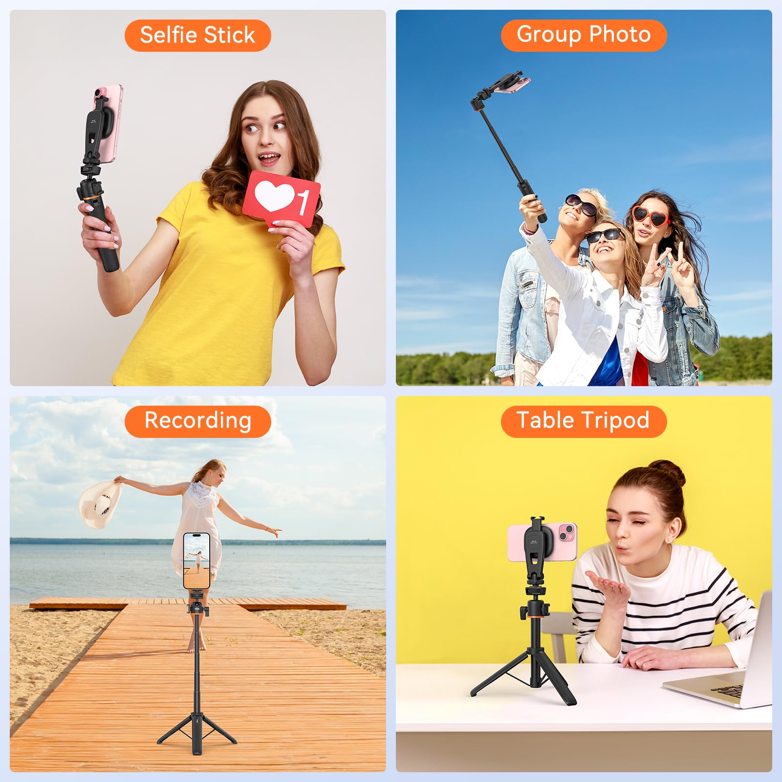 Vrig Express 21.6" Magnetic Selfie Stick Tripod With Wireless Remote, Extendable Phone Stand Tripod For Magsafe For Iphone 15 14 13 12 Pro Max Series, All Android Phones With Magnetic Functionality