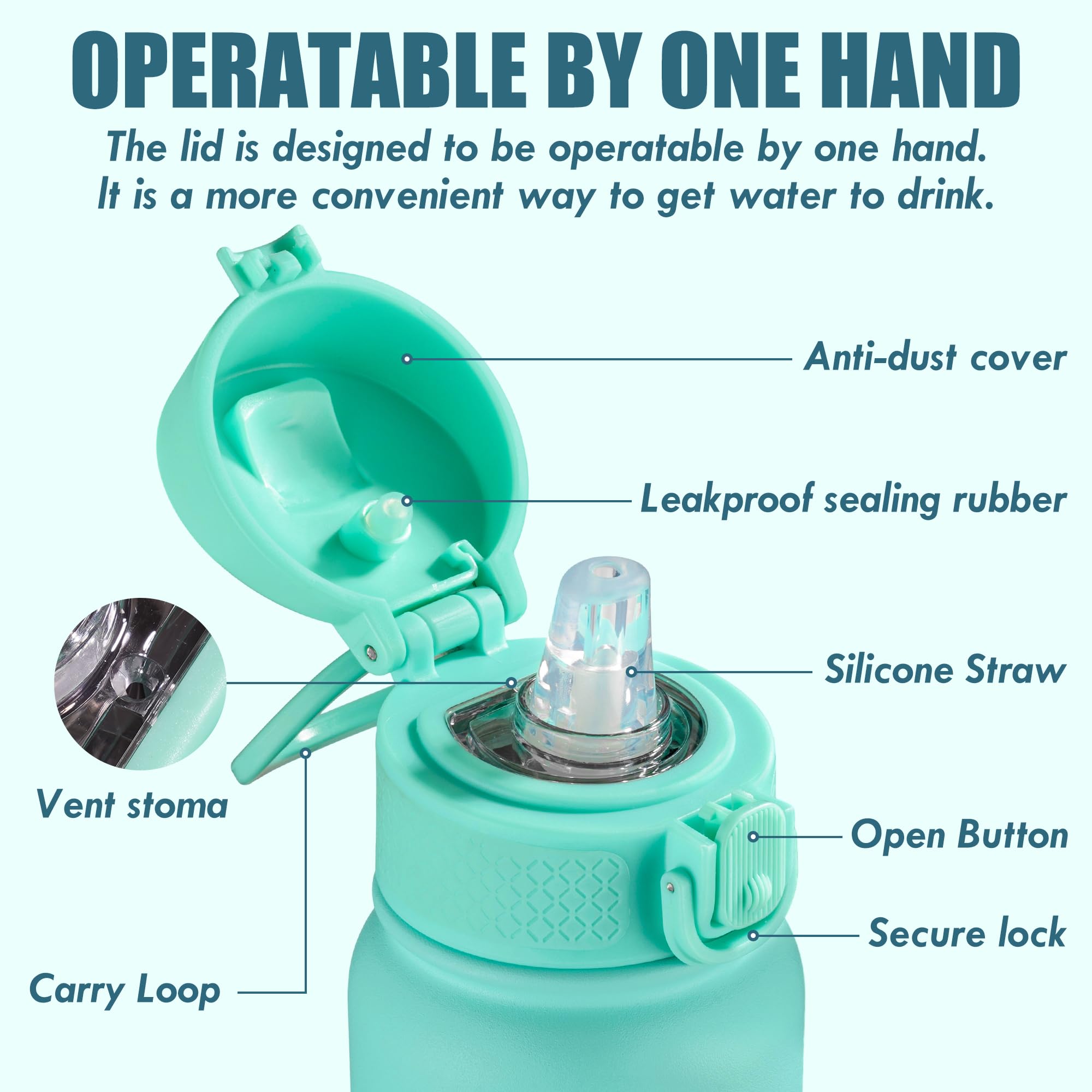 Oldley 12Oz Kids Water Bottle, Stainless Steel Insulated Water Bottle For Kids, With Straws Leak-Pr