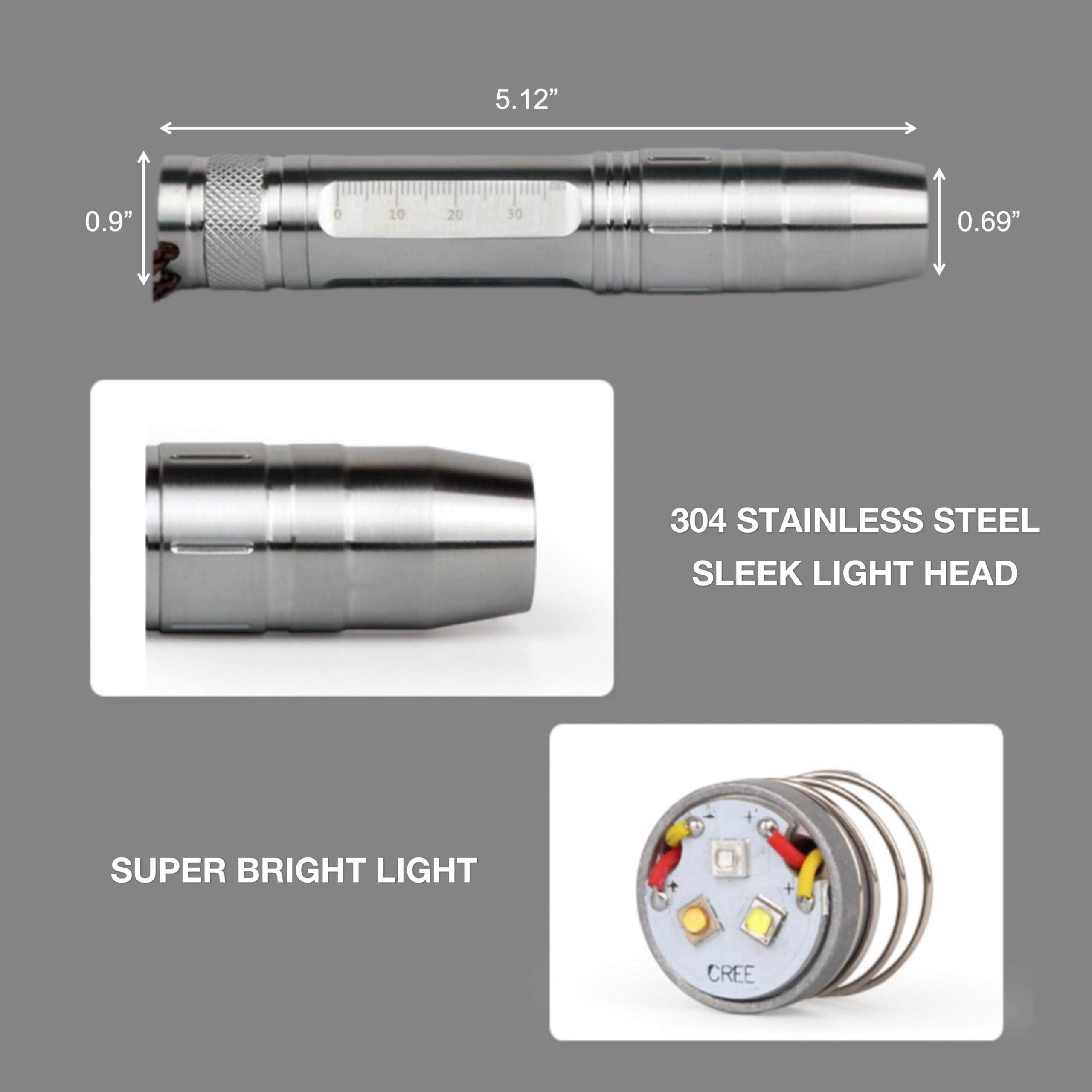 Lumirio 3 Leds Diamond Tester Flashlight, Rechargeable Gemstone Jewelry Appraisal Pen Light, Super Bright Flashlight With Measurement Scale, Yellow White Purple 365Nm 304 Stainless Steel