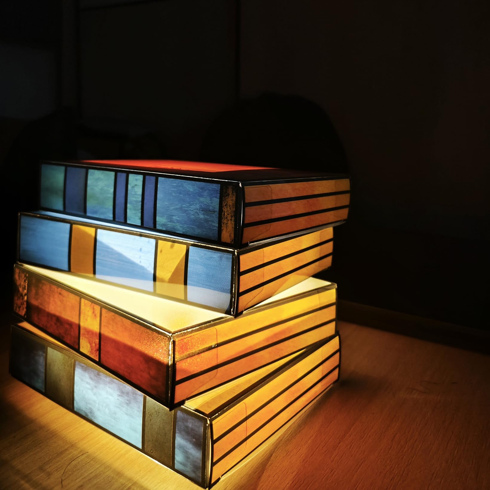 Hopanrel Stained Stacked Books Lamp, Pvc, Nightstand Desk Lamp, Vintage Table Lamp For Living Room, Bedroom, Office