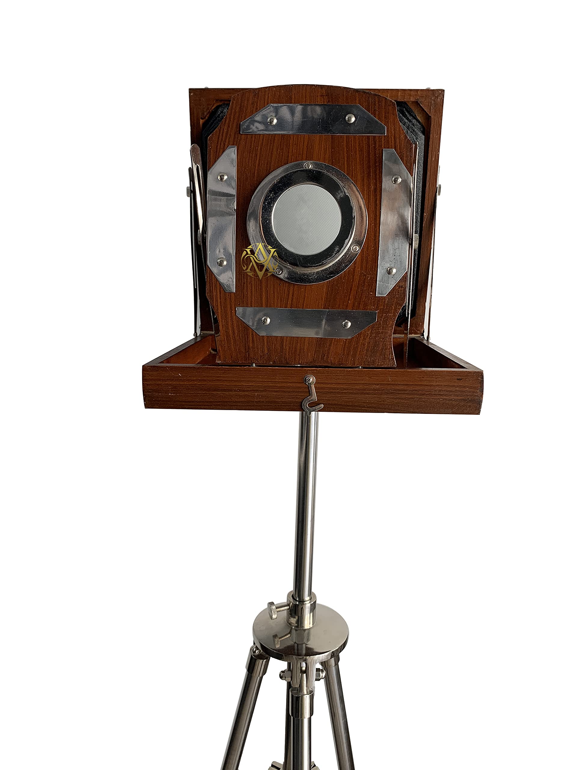 Antique Vibes Antique Wooden Old Cameras With Tripod Stand Home/Office/Livingroom Decorative Camera On Stand