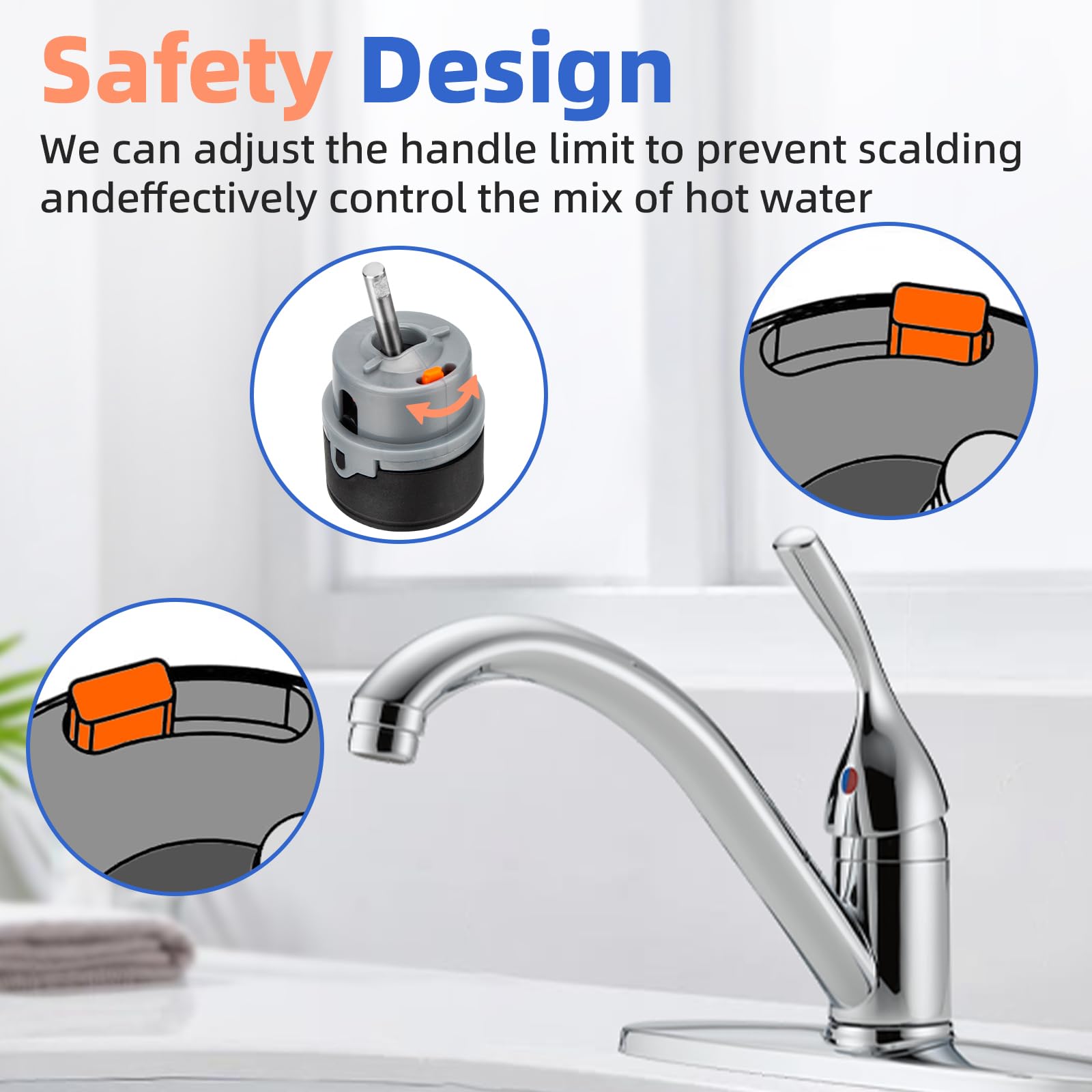 Apopip Rp50587 Cartridge Valve Replacement For Delta Single-Handle Kitchen And Lavatory Faucets, Fit For Diamond Seal Technology Models With 36 Mm Motion. Comes With Rp51503 Bonnet Nut