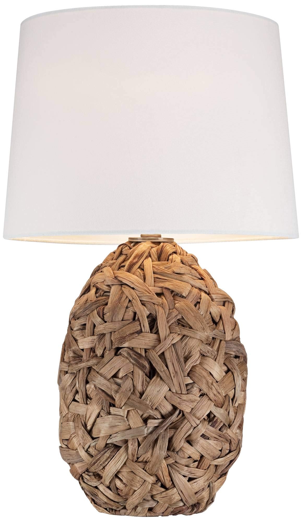 360 Lighting Nantucket Modern Coastal Nautical Table Lamp 26" High Natural Woven Seagrass White Tapered Drum Shade Decor For Bedroom Living Room House Home Bedside Nightstand Office Entryway