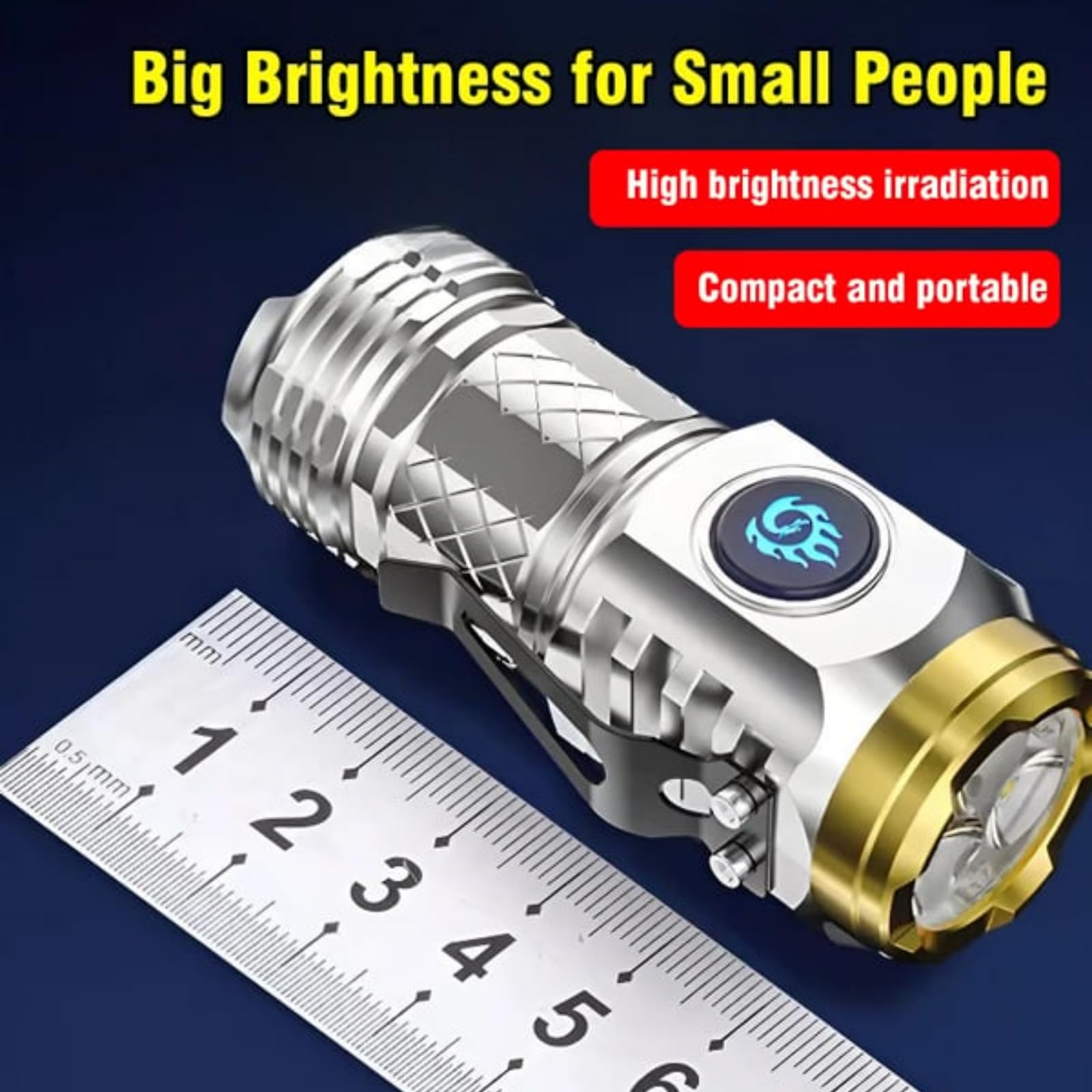 Aultink Three-Eyed Monster Mini Flash Super Power Flashlight, German Thumb Sized 3 Eyed Monster Mini Flashlight, Outdoor Small High Lumen Rechargeable Waterproof Pocket Flashlight (2Pcs-Black)