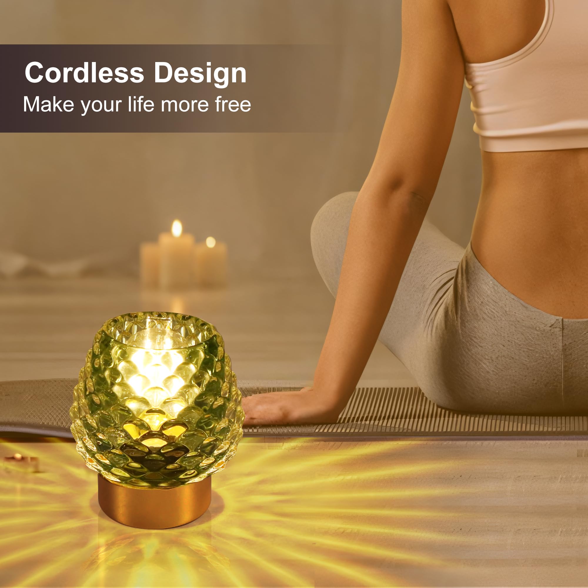 Miubrty Battery Operated Table Lamp With Timer And Remote Control - Elegant Cordless Design For Home Decor, Perfect For Living Room, Bedroom, And Entryway (Green)