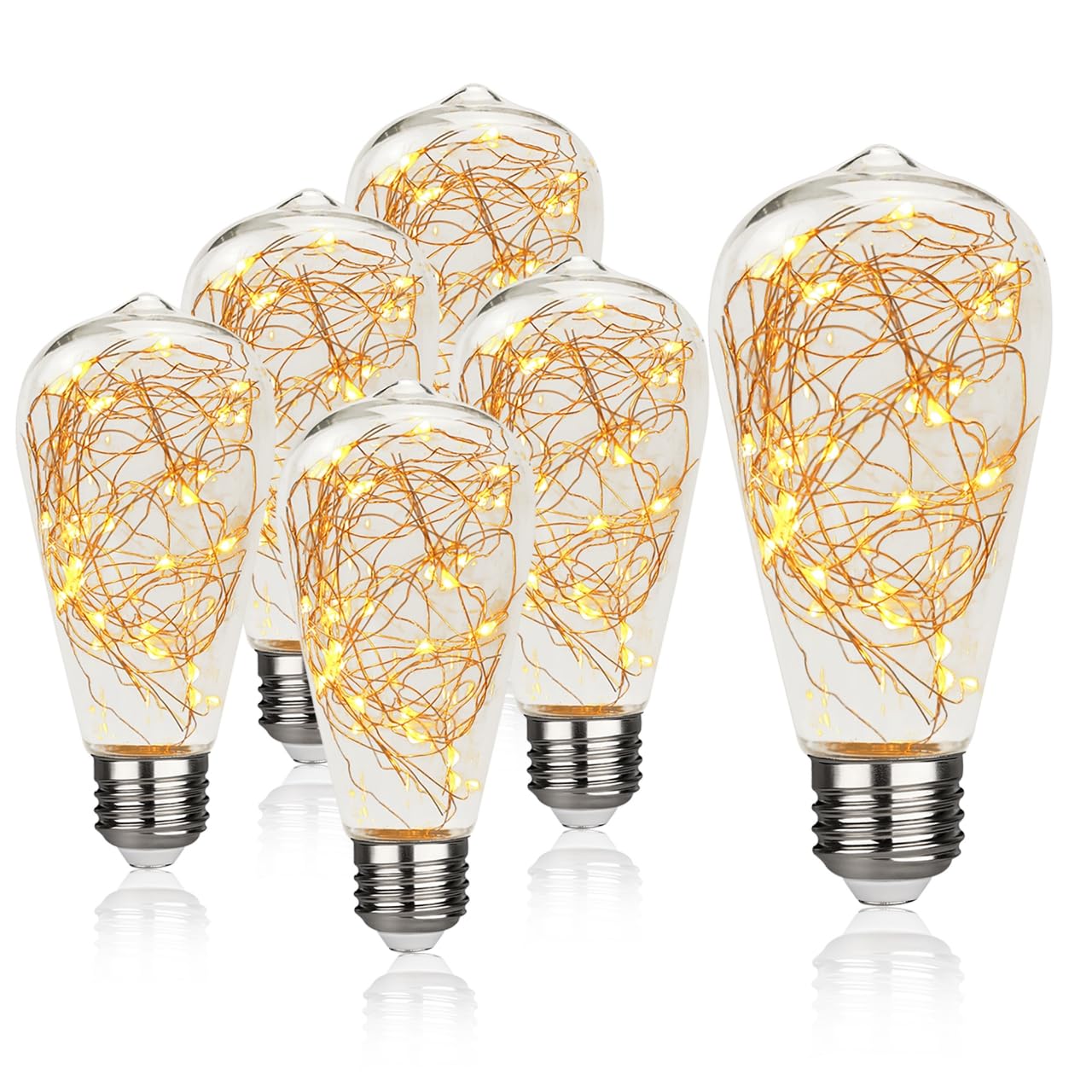 Ceinbota Ceinbota St19 Decorative String Light Bulbs,Led Fairy Bulb,1W Equivalent To 15W Incandescent Bulbs,Suitable For Liveing Room,Bedroom,Courtyard Light String Bulbs,Warm White 2200K,E26 Base,120V/Ac(6Pack)