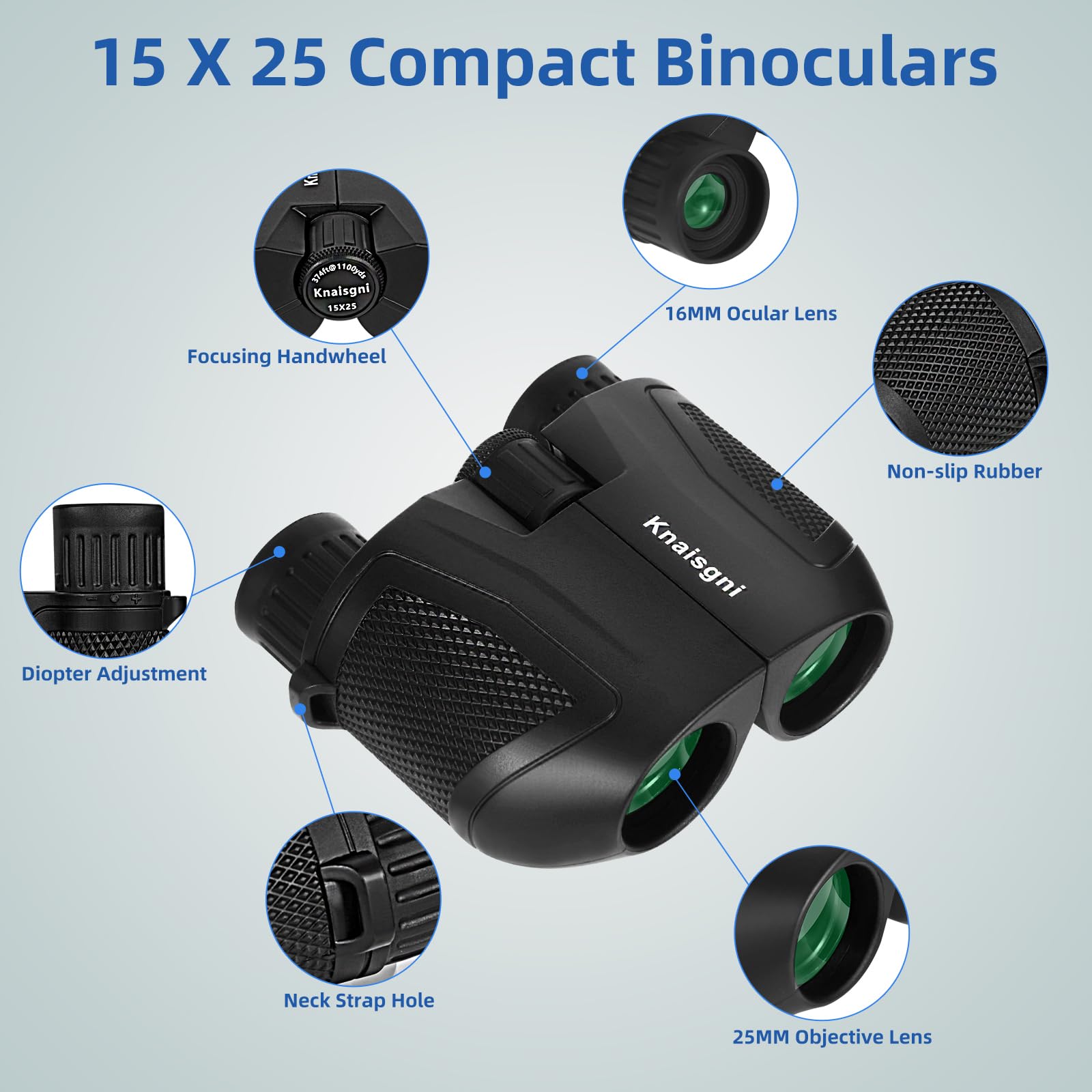 Knaisgni Binoculars For Adults And Kids, 15X25 High Powered Compact Binoculars For Bird Watching, Theater, Concerts, Sightseeing, Opera Concerts