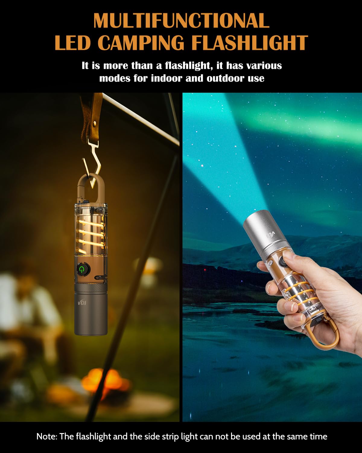 Vlu Flashlight, Utility Flashlights High Lumens, Rechargeable 1000 Lumens Led Flashlight With 5 Modes, Waterproof Focus Zoomable Flashlights For Home, Outdoor, Camping, Emergency,  For Men Women