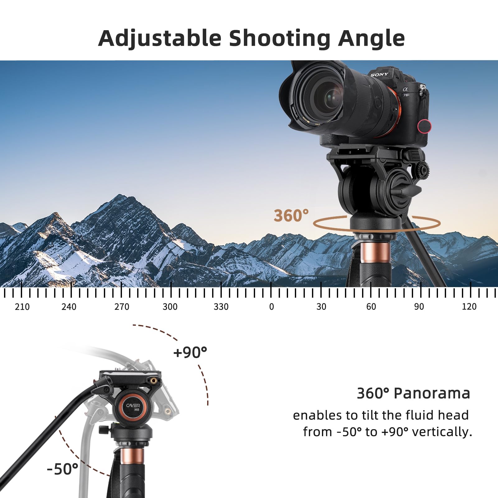 Cayer Cf34 Carbon Fiber Camer Monopod Kit, 72 Inch Professional Telescopic Video Monopods With Video Fluid Head And Folding Support Base For Dslr Video Cameras Camcorders, Plus 1 Extra Sliding Plate
