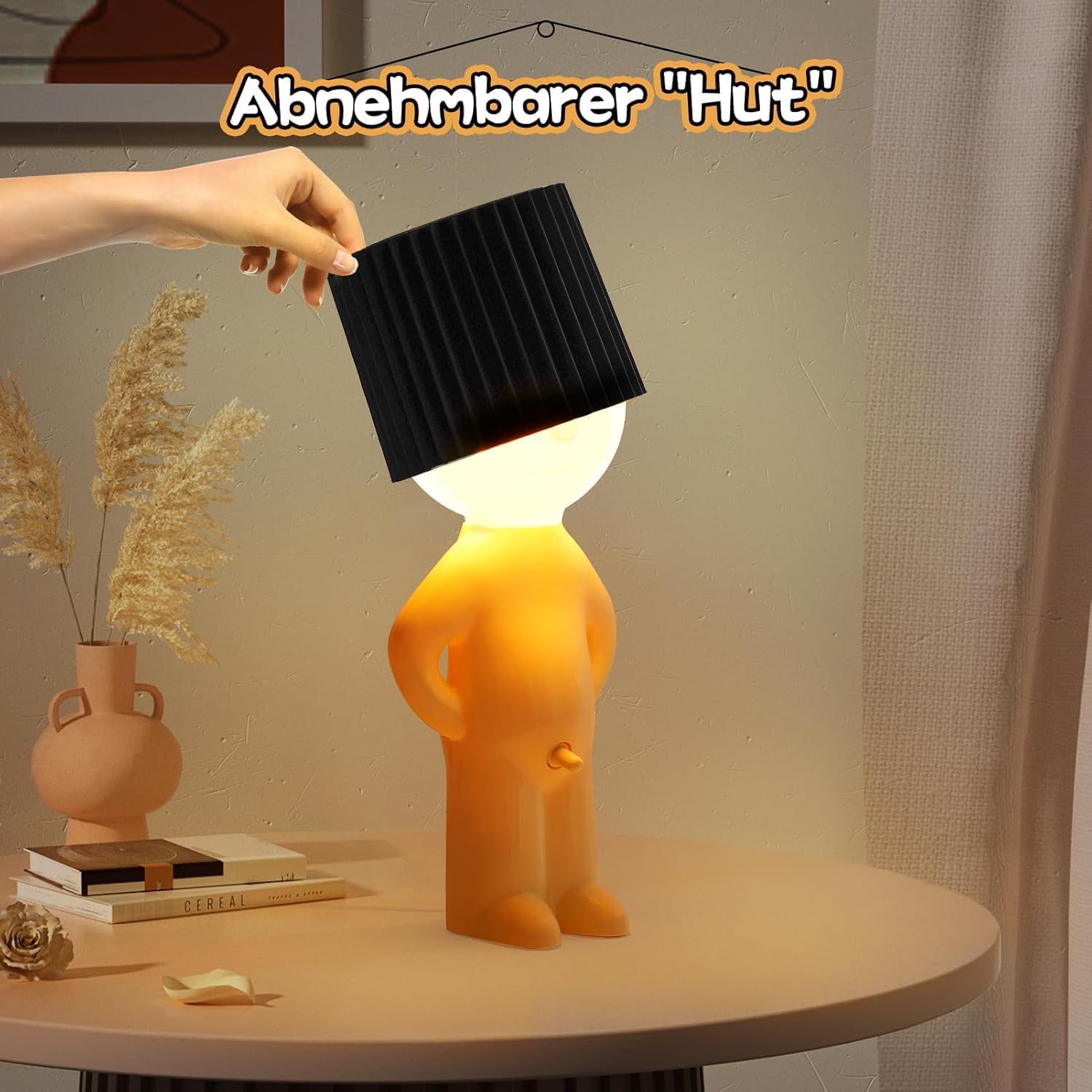 Wrybv A Little Shy Man Creative Table Lamp, Naughty Boy Desk Lamp, Yellow Plastic, Warm White Led, 249 Lumen, Modern Style, Indoor Use, Tabletop, Adult, 12.6" X 5.12" X 5.12"