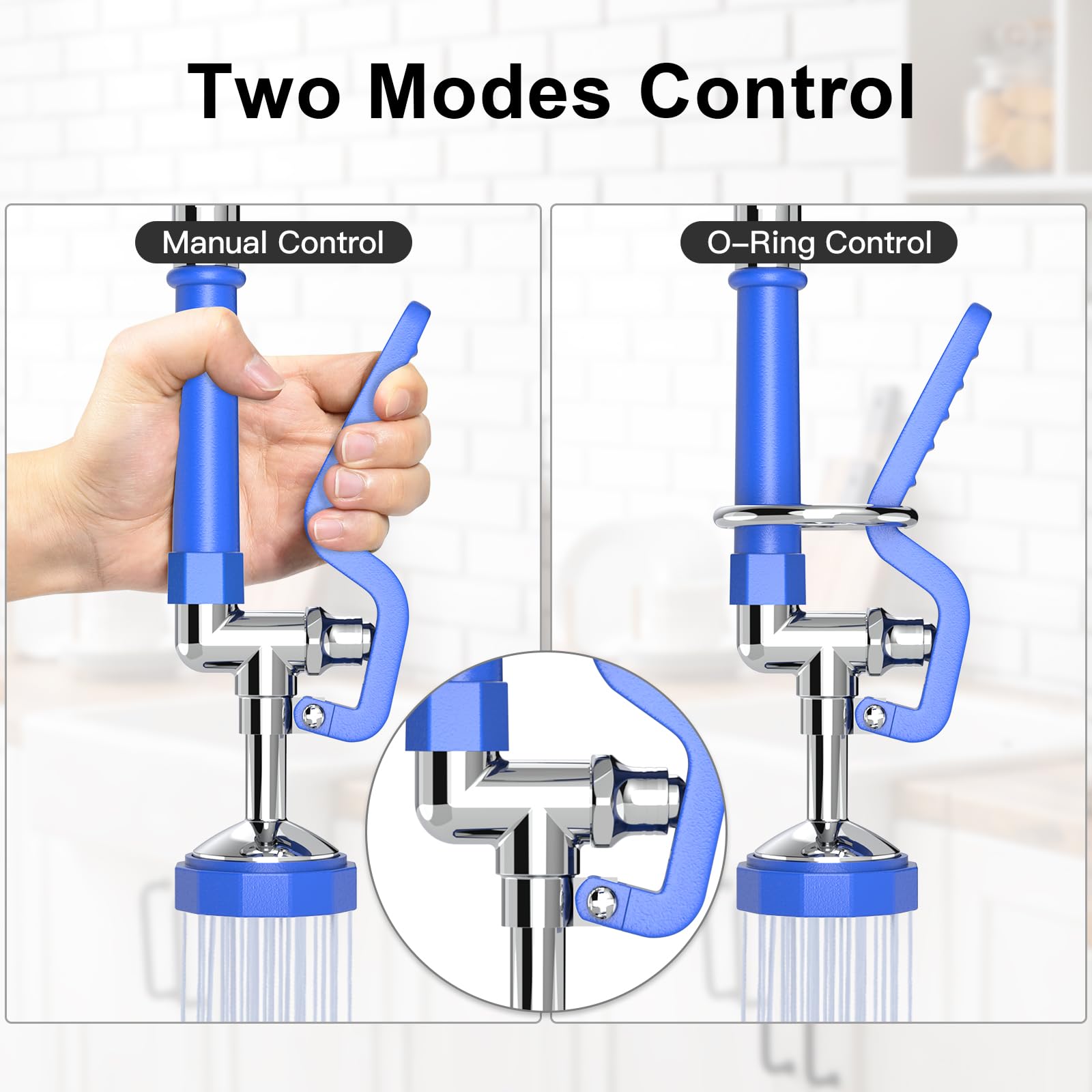 Akwadu Commercial Sink Sprayer For Kitchen Sink: Pre Rinse Spray Valve Head For Commercial Faucets - High Pressure Dish Sprayer Replacement For Restaurant Cleaning (Blue)