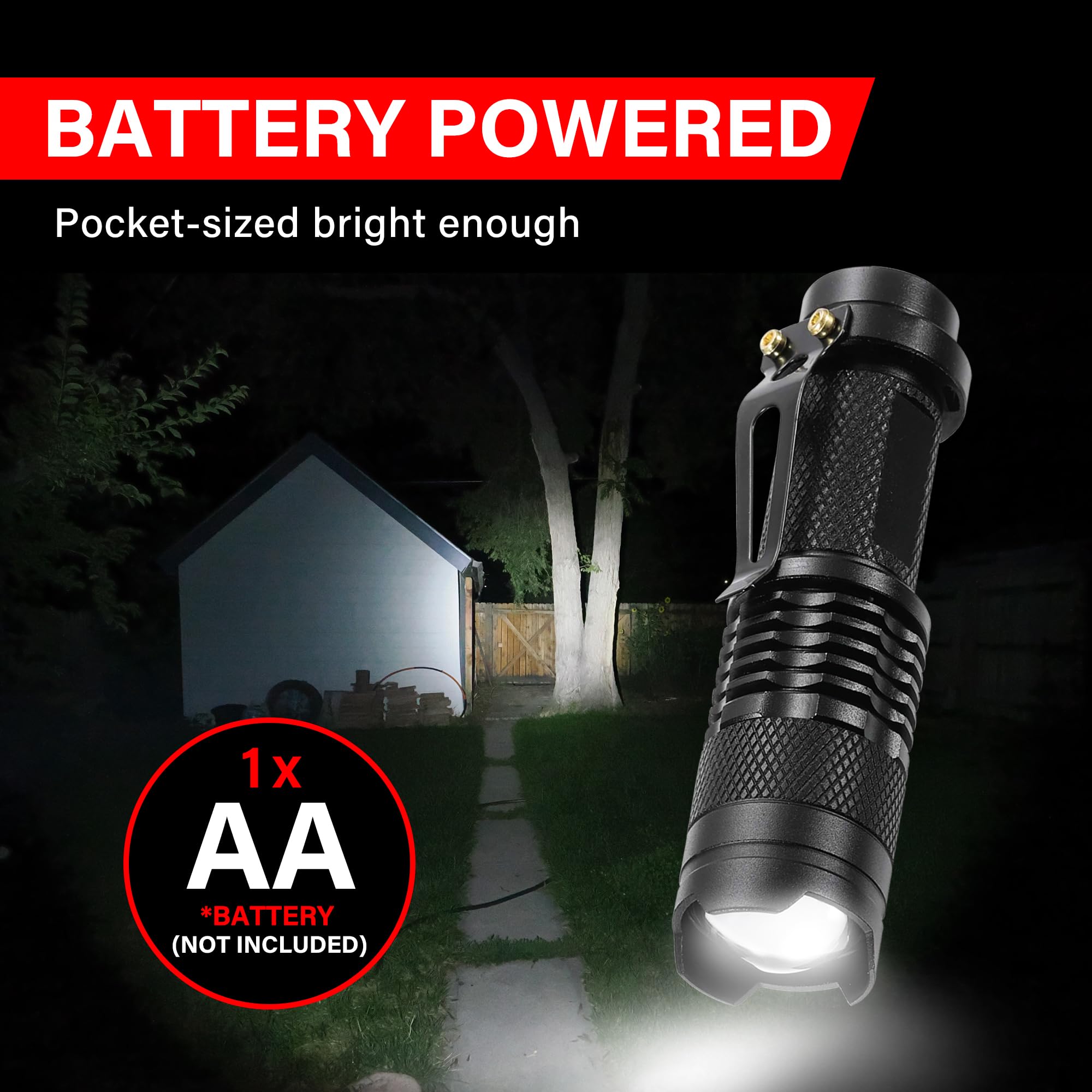 Decaker Mini Tactical Led Flashlight Single Torch Adjustable Focus Zoom Light For , Hiking, Camping, Hurricane & Power Outage (3)