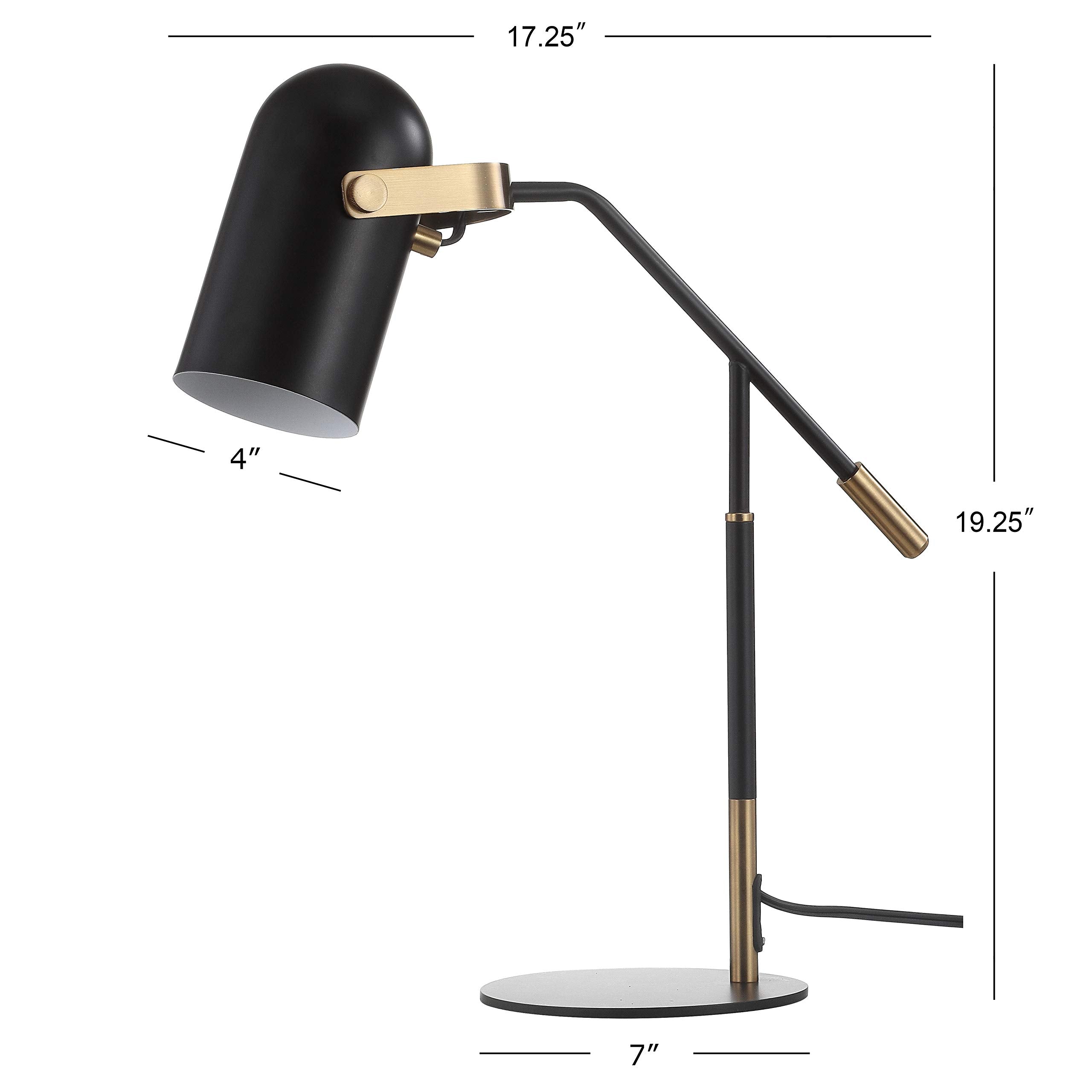 Jonathan Y Jyl6116A Edison 19.25" Metal Led Task Lamp Contemporary For Bedroom, Living Room, Office, College Dorm, Coffee Table, Bookcase, Black/Brassgold