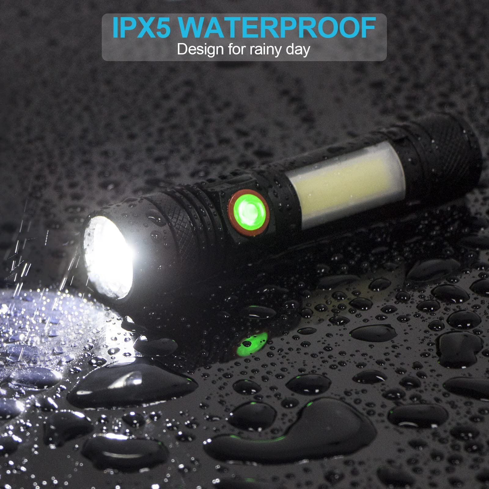 Proastar Rechargeable Flashlight, Super Bright Led Flashlight With Cob Sidelight, Zoomable, Waterproof, 4 Modes, Utility Flashlight For Camping, Emergency