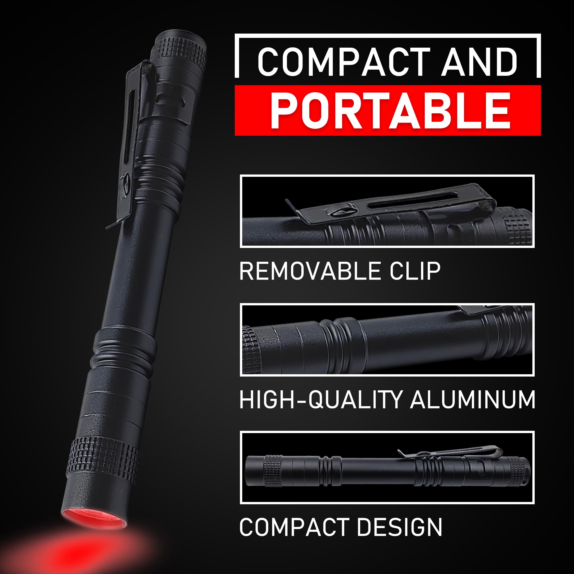 Naiveisland Red Light Flashlight,Single Mode Red Light Pen Light Flashlight For Astronomy, Aviation, Night Observation,4-Pack