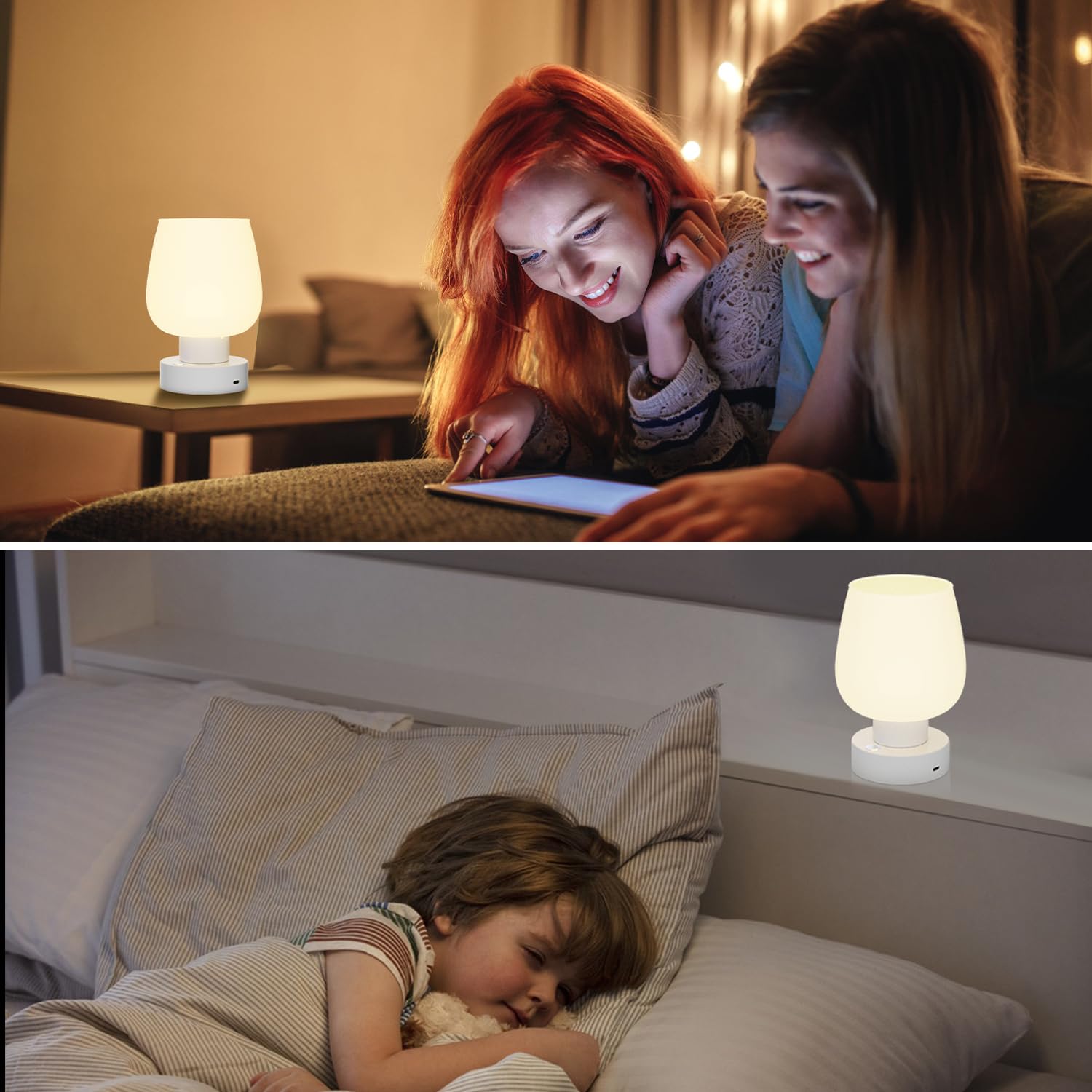 Lgmcf Battery Operated Led Touch Cordless Table Lamp Small 6000Mah Gradient Rechargeable Dimmable Table Lamp With Memory Function For Living Room Bedroom Dormitory Camping (Modern)