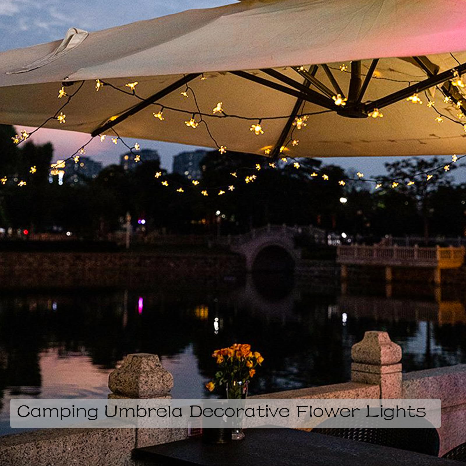 Jacuxlss Warm White Flower String Lights With Timer, Cute 33Ft 100 Led Usb Plug In Lighted Fairy Cherry Blossom Easter Christmas Tree Decorative Twinkle Lights For Bedroom Camping Tent Wall Hanging