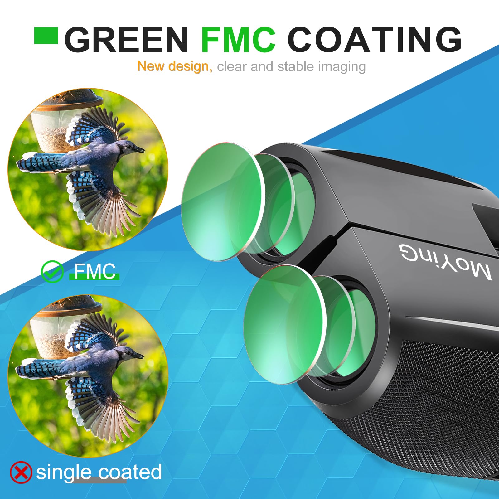 Moying 12X25 Compact Binoculars For Adults And Kids, Waterproof Binocular With Low Light Vision,High Powered Precise Focus Binoculars For Bird Watching,Outdoor Hunting,Travel,Sightseeing,With Bak4 Prism Fmc