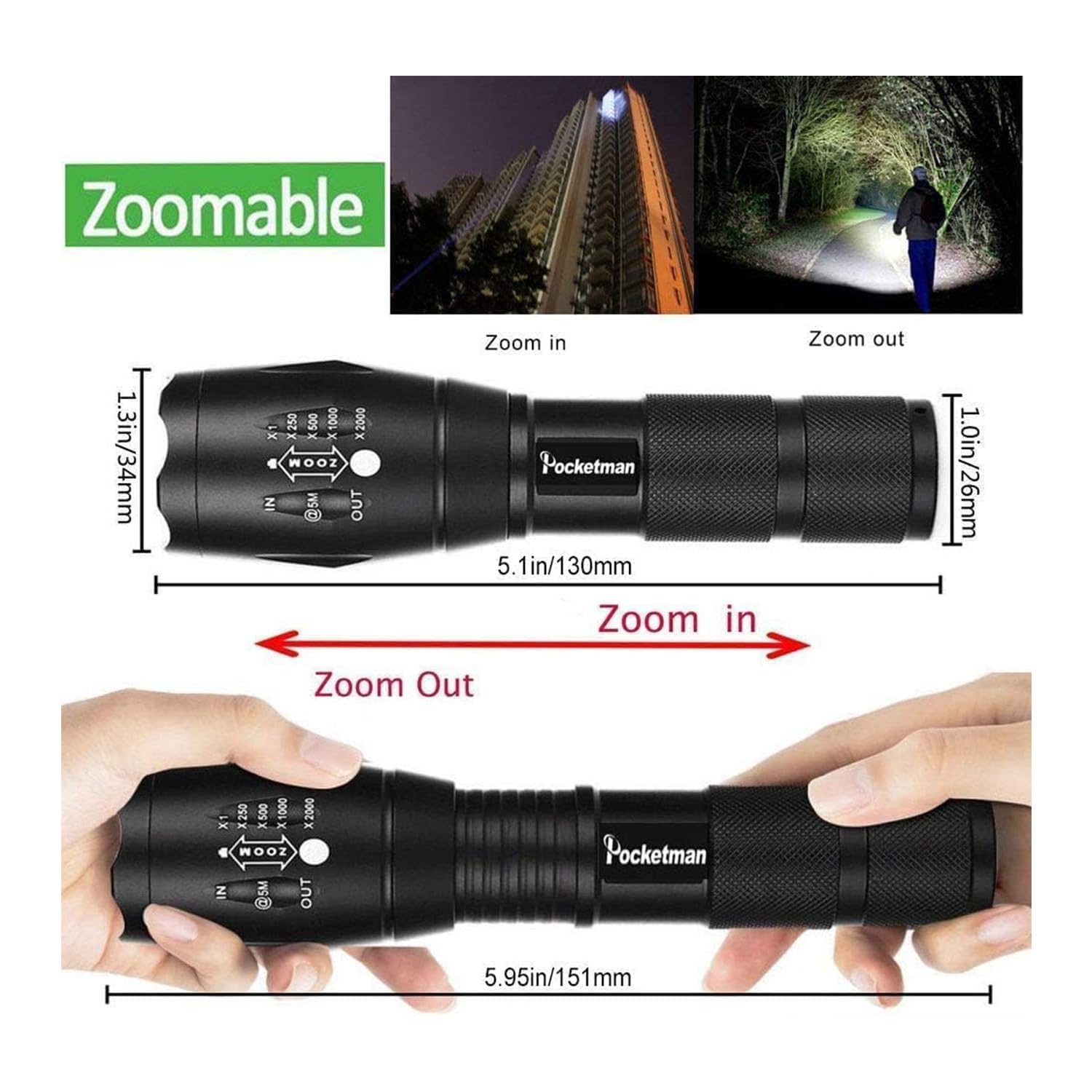 Boek Led Tactical Flashlight Super Bright 2000 Lumen Led Flashlights Portable Outdoor Water Resistant Torch With 5 Light Modes（4Pack）