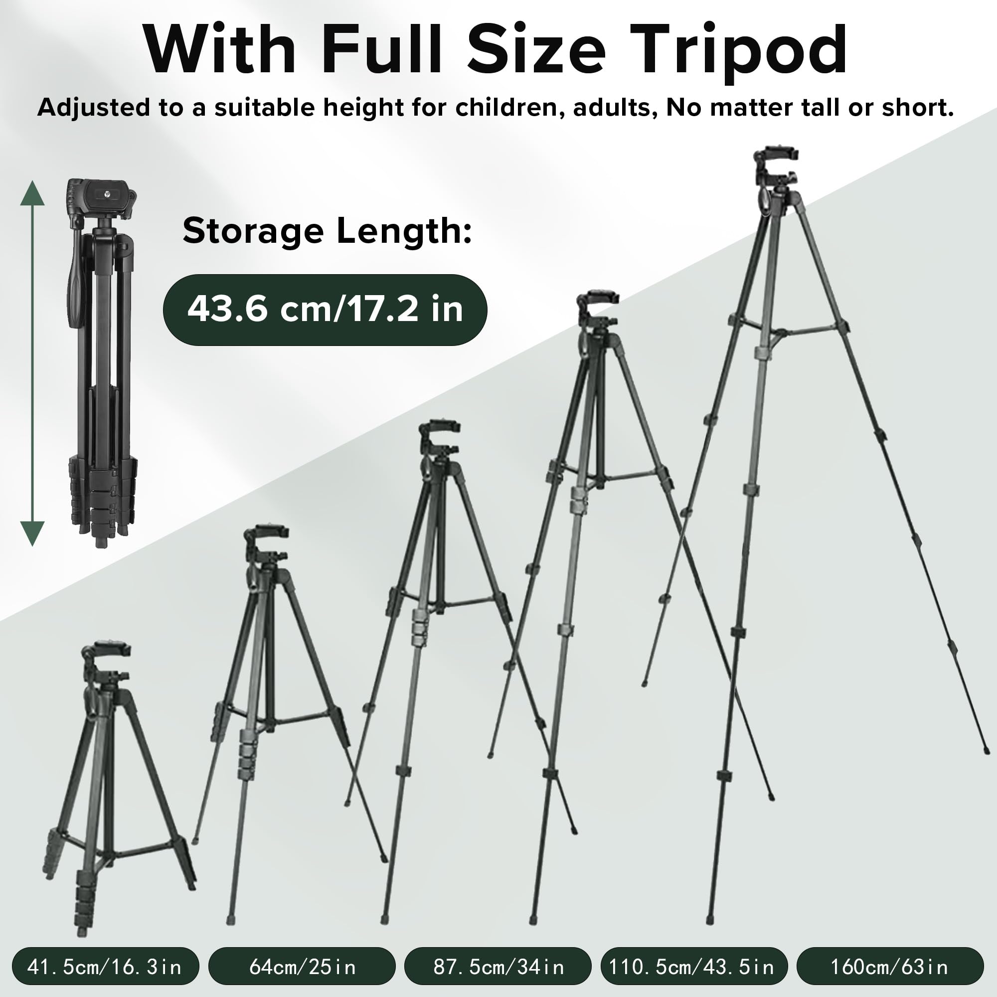 Three Triping 63”Tripod, Travel Portable Tripod For Binoculars, Spotting Scopes, Camcorders, Or Slr Cameras