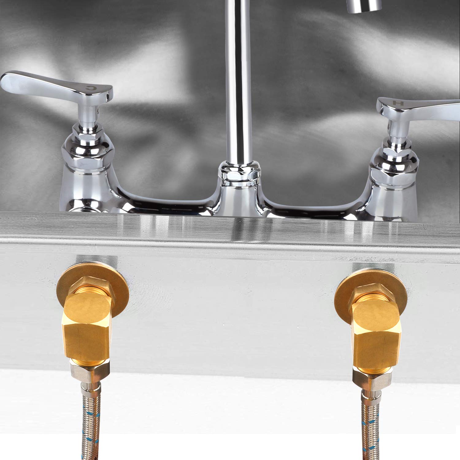 Kwode Wall Mount Faucet Installation Kit For Commercial Sink Faucet, Backsplash Mounting Kit For Stainless Steel Compartment Prep & Utility Sink