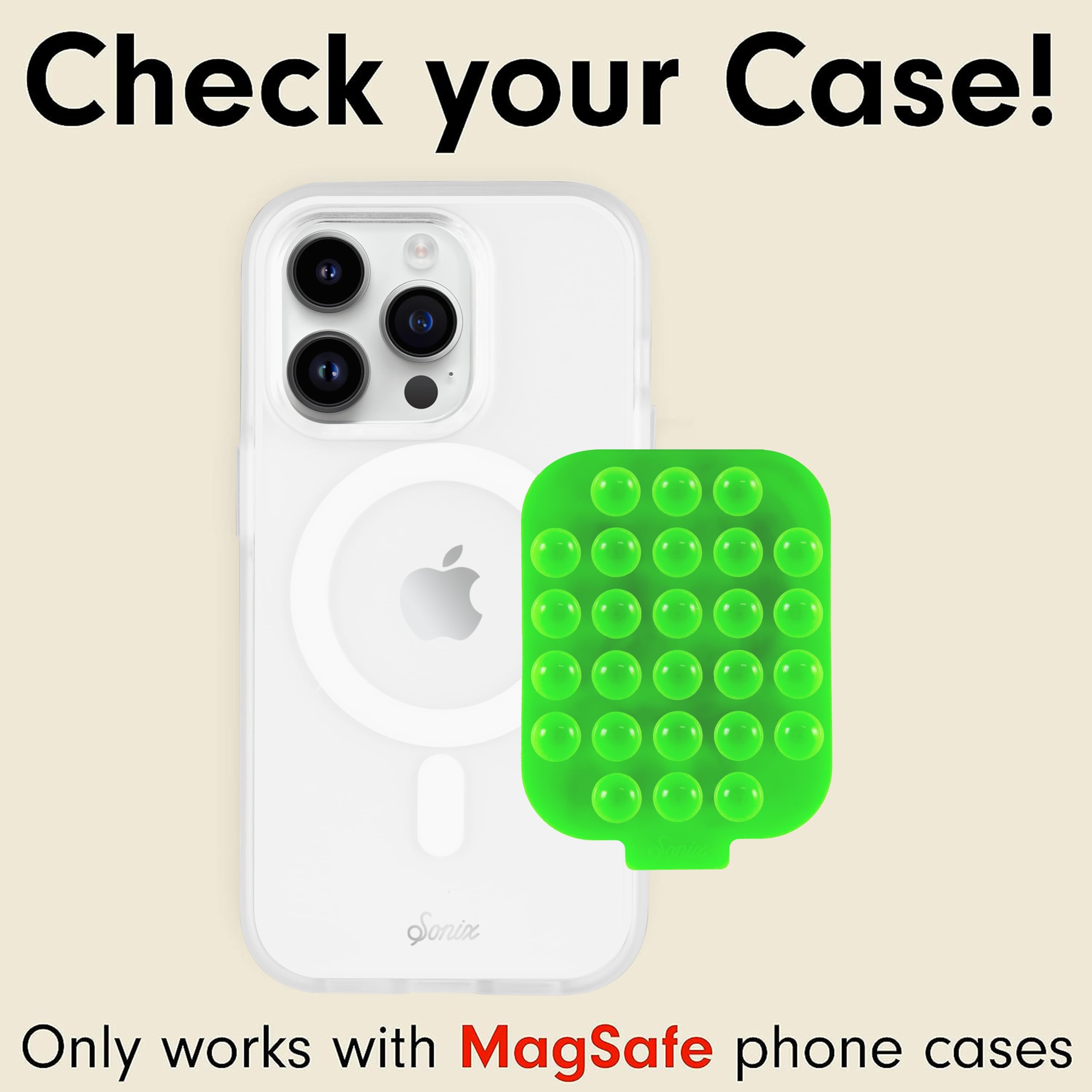 Sonix  Magnetic Silicone Suction Cup Phone Mount For Iphone  Compatible With Magsafe  Bright Fluorescent Green  Neon Green