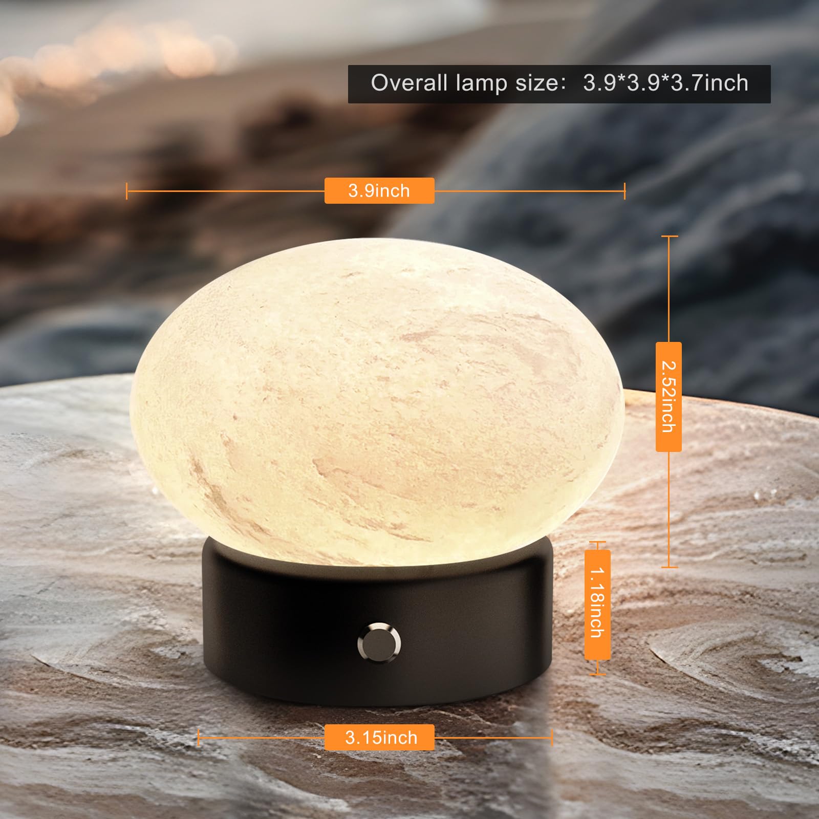Namib Bianco Small Decorative Lights Table Top Marble Table Lamp Usb Rechargeable Dimmable Desk Lamp Touch Bedside Lamp For Nursery/Bedroom/Office/Outdoor Patio/Meditation/