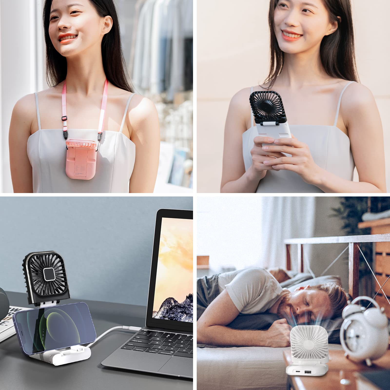 Mini Portable Rechargeable Personal Fan - Hand Held, Desk, Travel & Usb Fan - 3000 Mah, 4 Speed