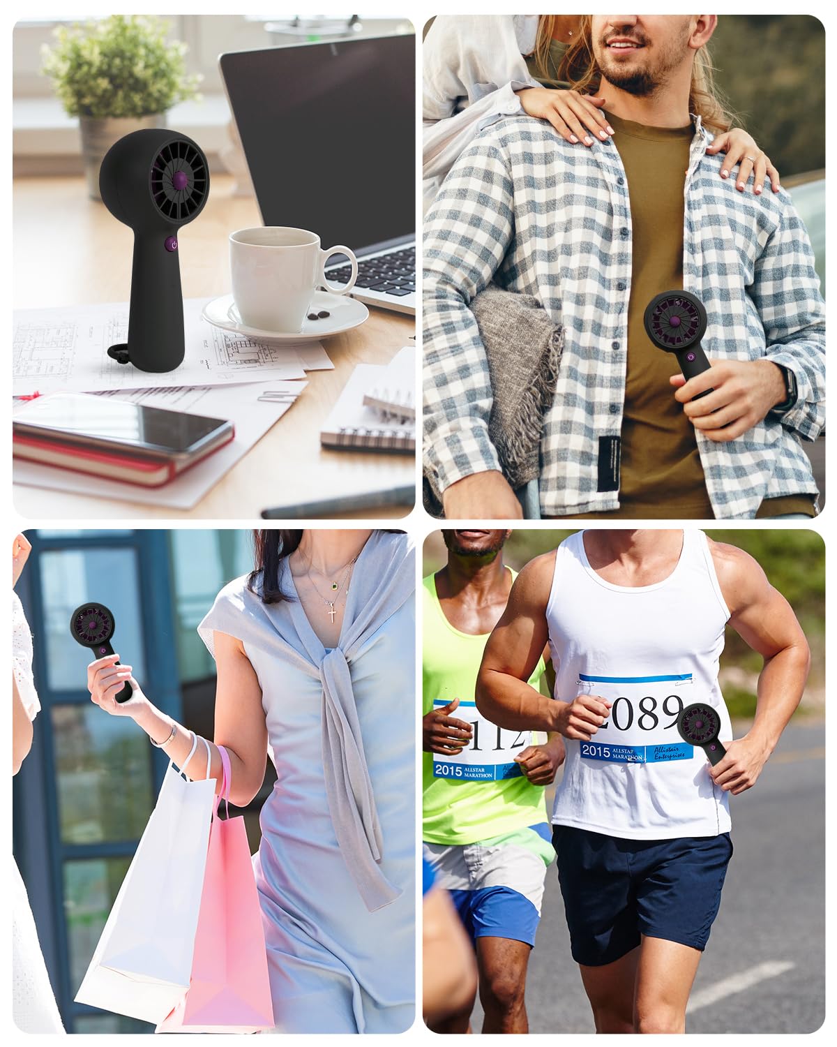Portable Mini Fan, Usb Rechargeable Handheld Personal Fan With 5 Speeds 10H Battery Life Compact