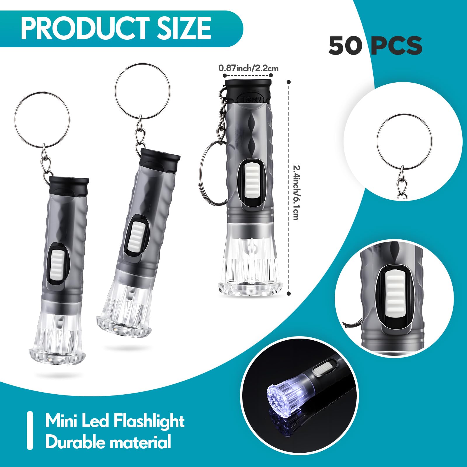 Jexine 50 Pcs Mini Flashlight Keychains Bulk With Lanyard Portable Plastic Led Key Chains Flashlights Small Black Torch Flashlights For Night Reading Emergency Hurricane Camping Hiking Party Favors