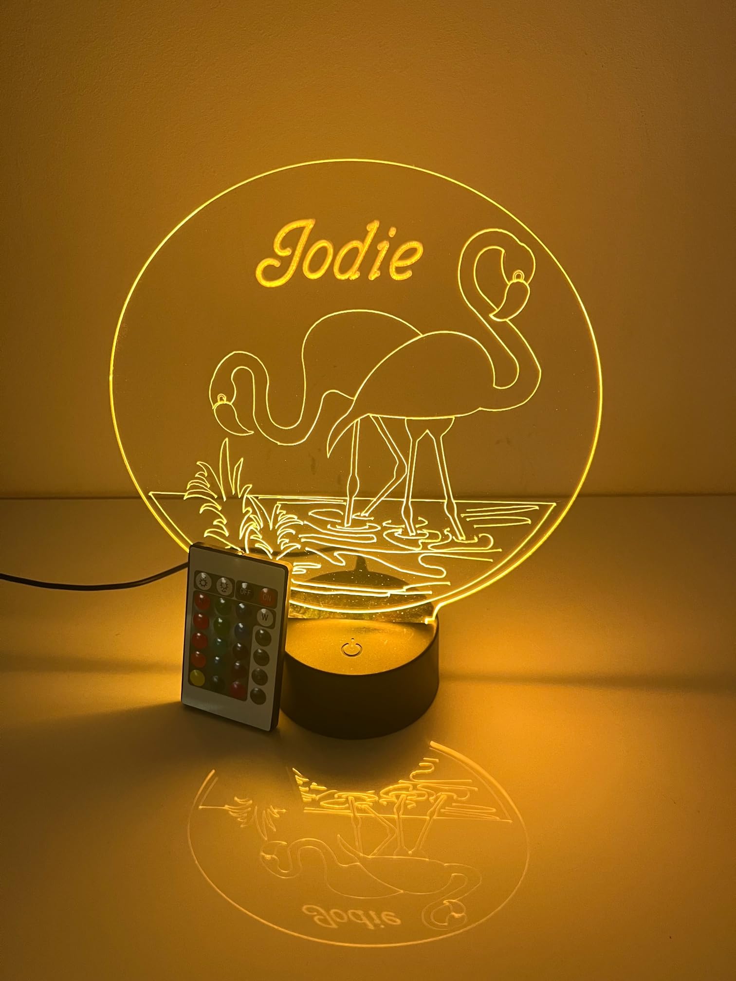 Mirror Mania Flamingo Light Up Desk Lamp Led Personalized Name Night Light Engraved Nautical Breeze Marine Table Lamp, Custom Design Feature With Remote, 16 Color Options, Dimmer, Engraved, Great