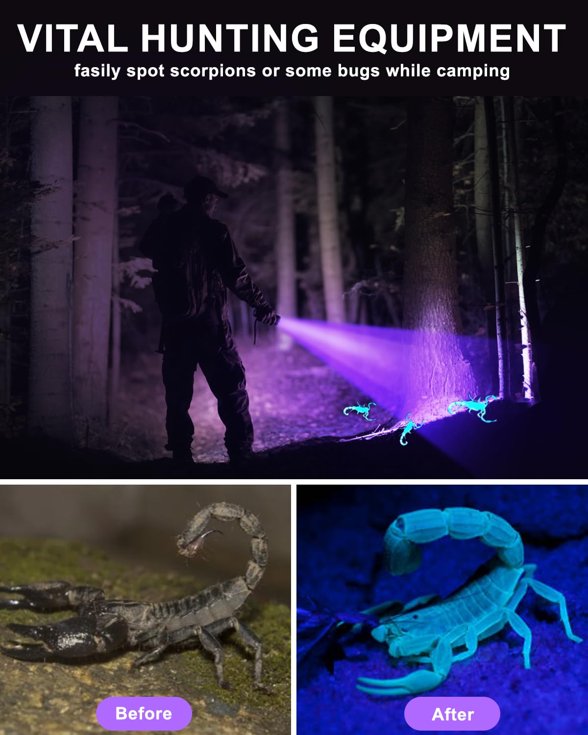 Minsk Black Light 60W, Flashlights High Lumen, Usb C Rechargeable, 2 Modes Powerful Lights For Pet Urine Detection, Resin Curing, Minerals, Blood Tracking, Ac Leak