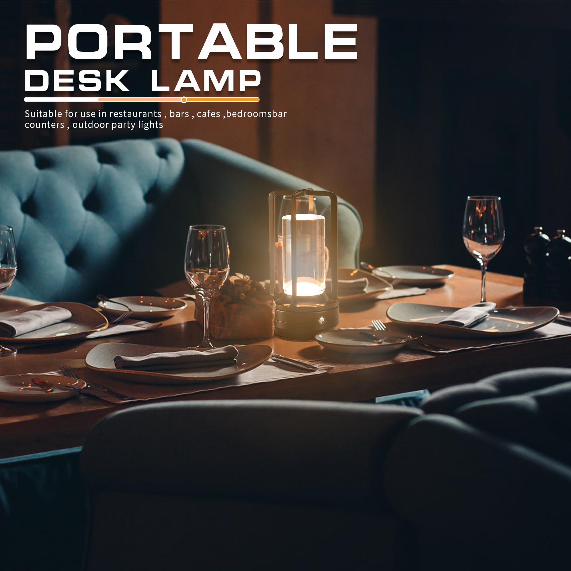 Idong Portable Cordless Table Lamp，Led Desk Lamp With Touch Control，3-Colour Infinitely Dimming Rechargeable Battery Powered Dimming Led Lighting For Strange/Restaurant/Bedroom/Bar/Outdoor Party（ Black）