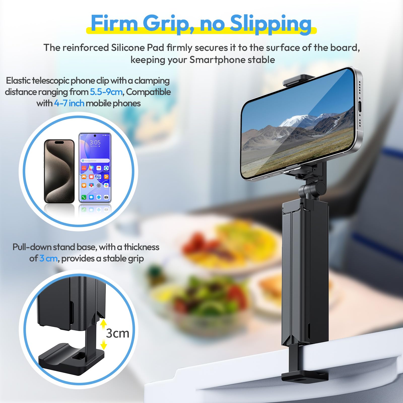 Ulanzi Sk-20 Adjustable Cellphone Stand For Desk, 360° Rotation Foldable Aluminum Phone Holder Stand, Anti-Slip Base Portable Universal Smartphone Tripod Compatible With Iphone/Android Travel Bedside