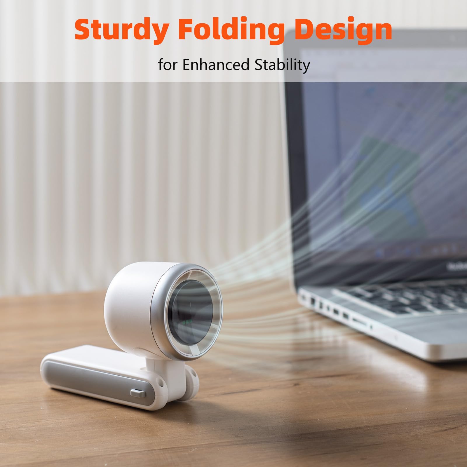 Handheld Portable Turbo Mini Fan With 3600Mah Rechargeable Battery, Led Display, 180 Foldable 3 In 1