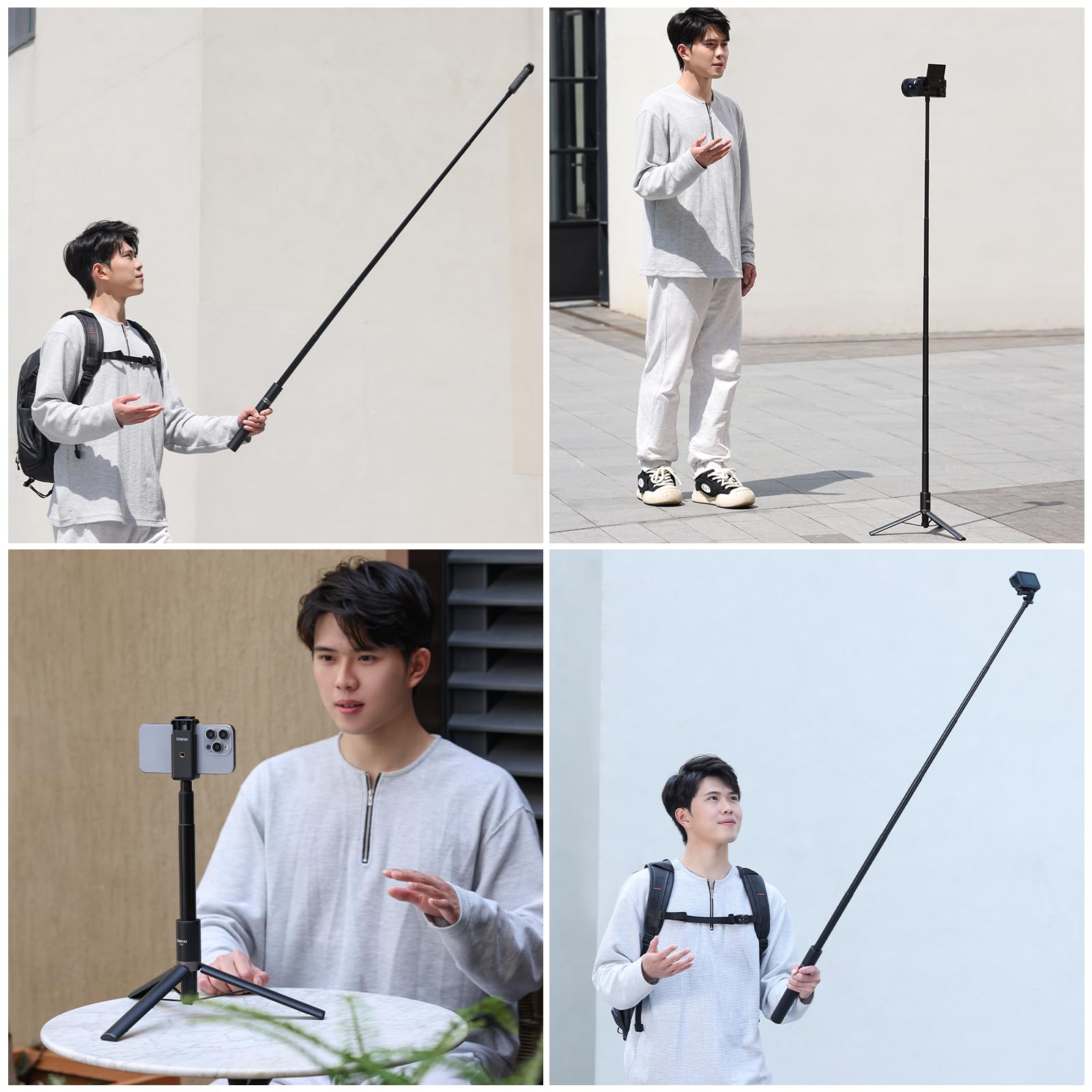 Jusmo 59In Invisible Selfie Stick Tripod For Insta360 X4/Go 3/X3/One Rs/One X2/One X/Go 2/One R/One, Ulanzi Tt52 Extension Pole Adjustable Waterproof Handle Grip For Gopro Dji Insta 360 And More