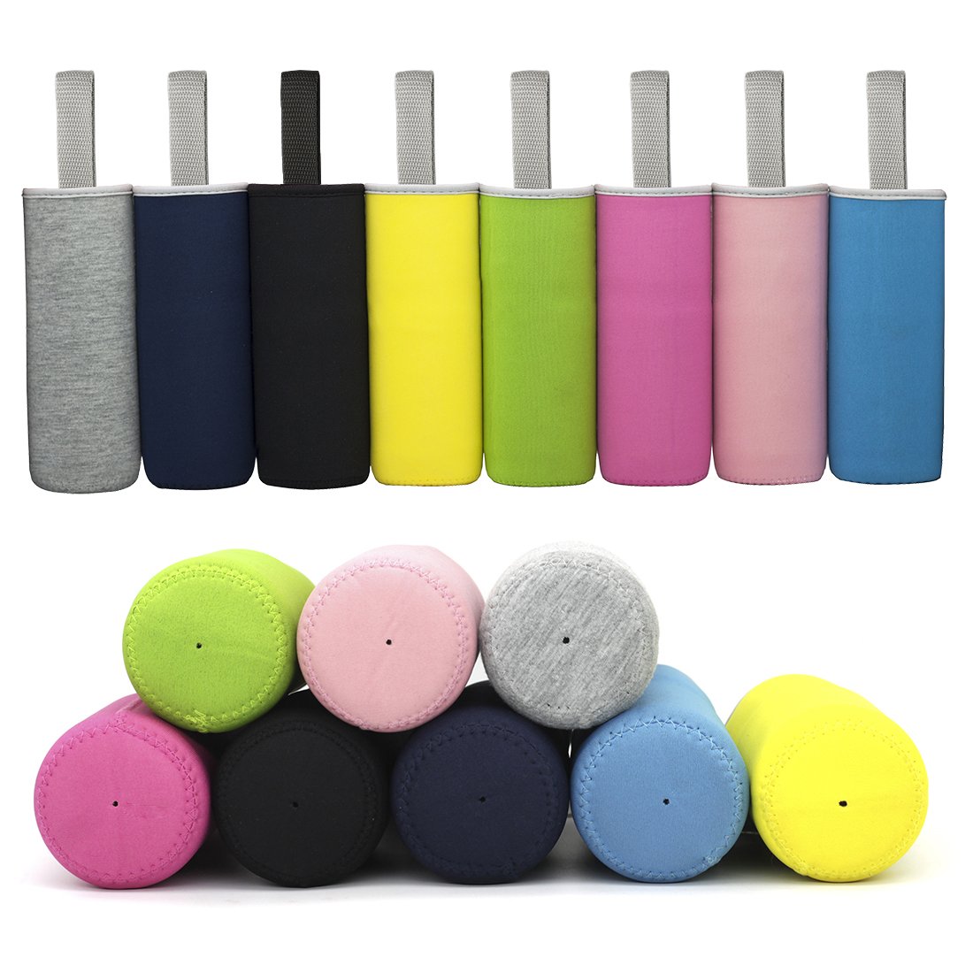 Kvvdi 8 Pack 12 Oz - 18 Oz Neoprene Water Bottle Sleeve 16.9 Oz Insulated Glass Drink Bottle Cover