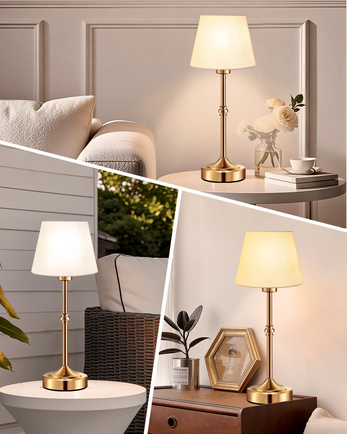 Liaycco Cordless Table Lamp With 5000Mah Battery - 3-Level Dimmable Touch Lamp, Usb Rechargeable Portable Bedside Light For Bedroom, Kitchen, Office, Restaurant, Patio & Camping