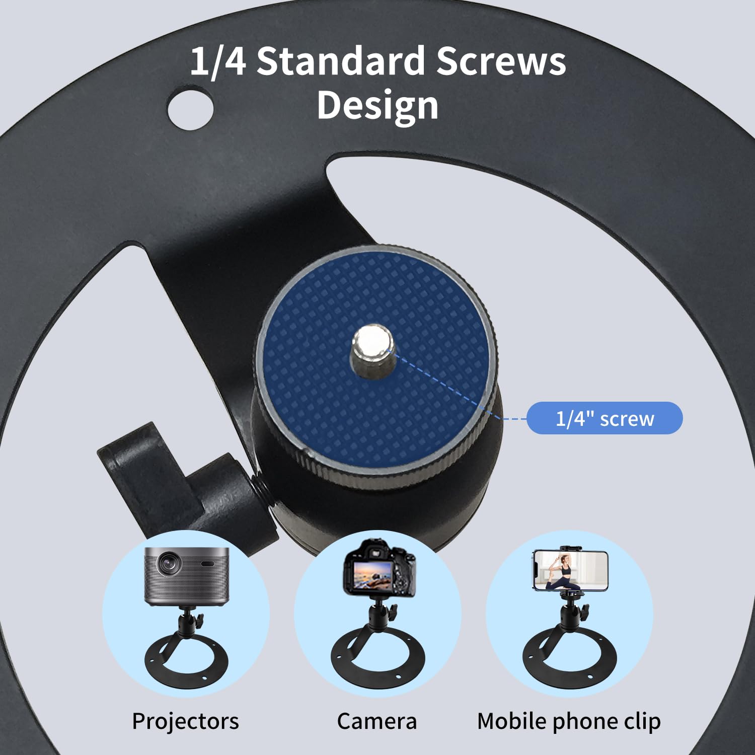 Tonalee Projector Stand Table Tripod: Ballhead Angle 360 Degree Adjustable With 1/4" Screw For Most Projectors Webcams