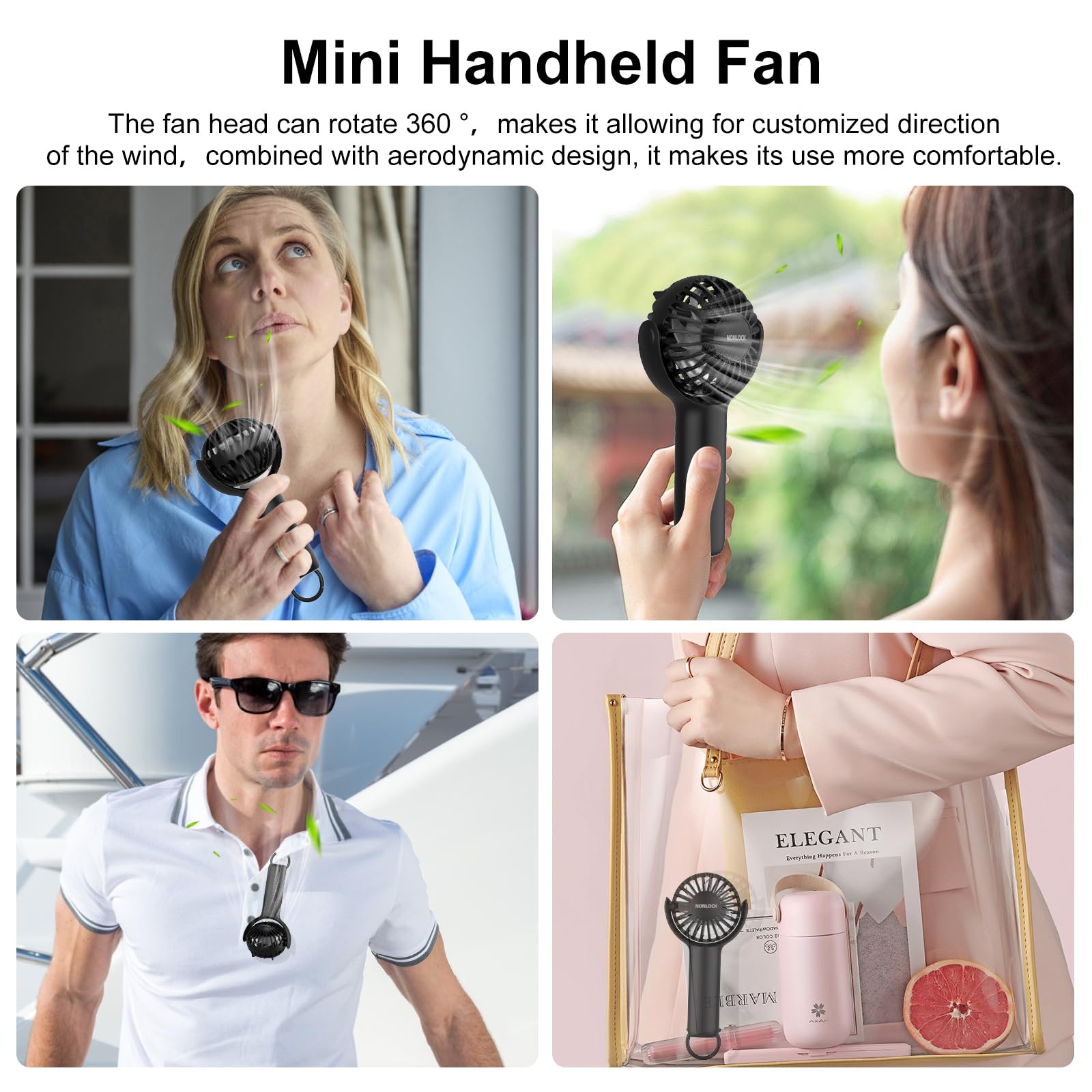 Compact 2-in-1 fan designed for personal use, perfect for desk or neck cooling