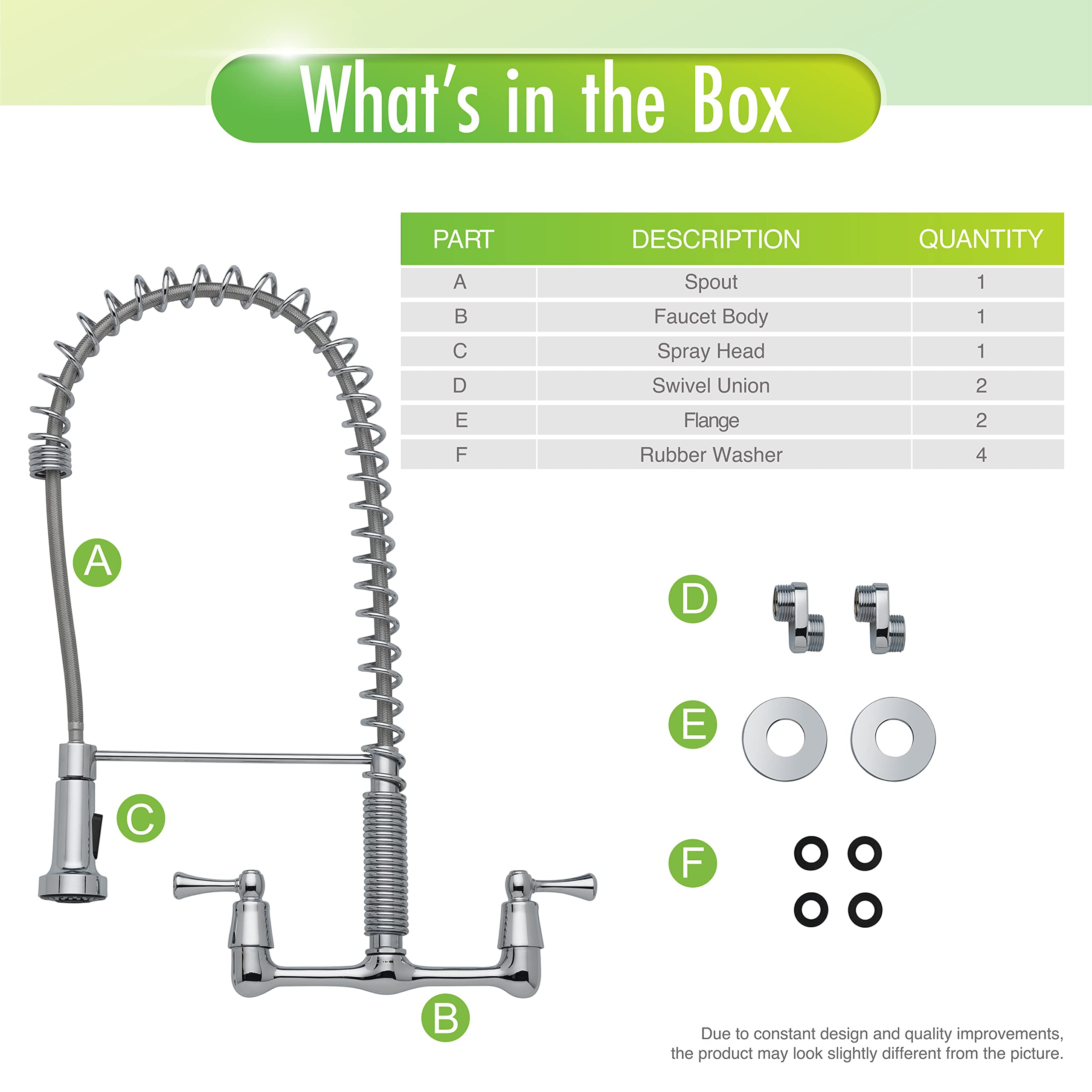 Tosca 255-K821-T Dual Handle Commercial Style Wall Mount Kitchen Faucet With Pull Down Nozzle - Chrome
