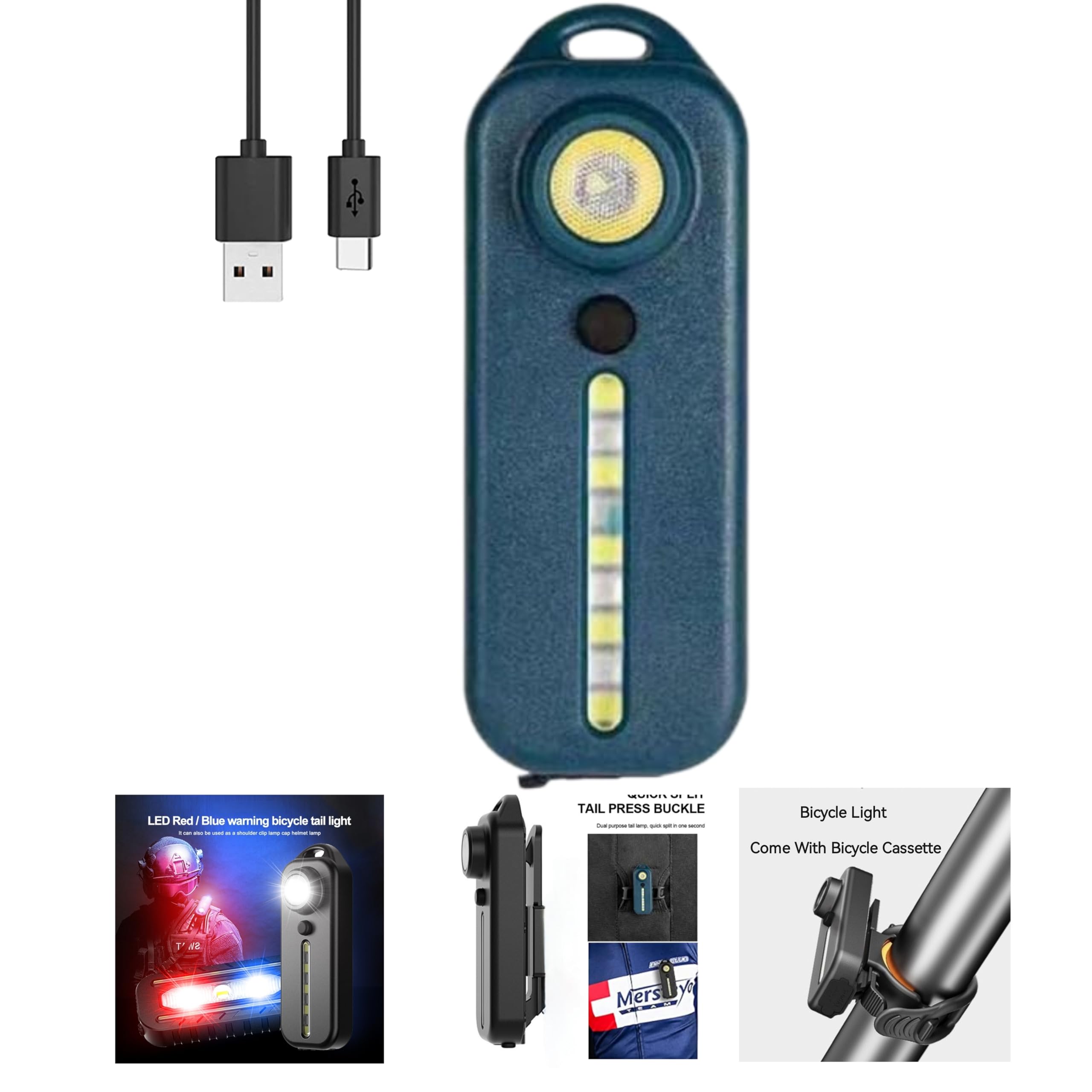 Nitefox Mini Small Keychain Flashlight Usb Rechargeable Key Light Super Small High Bright 100 Lumens 5 Modes Lightweight Edc Flash Light With Built-In Battery And Usb Cable (Navy Blue)