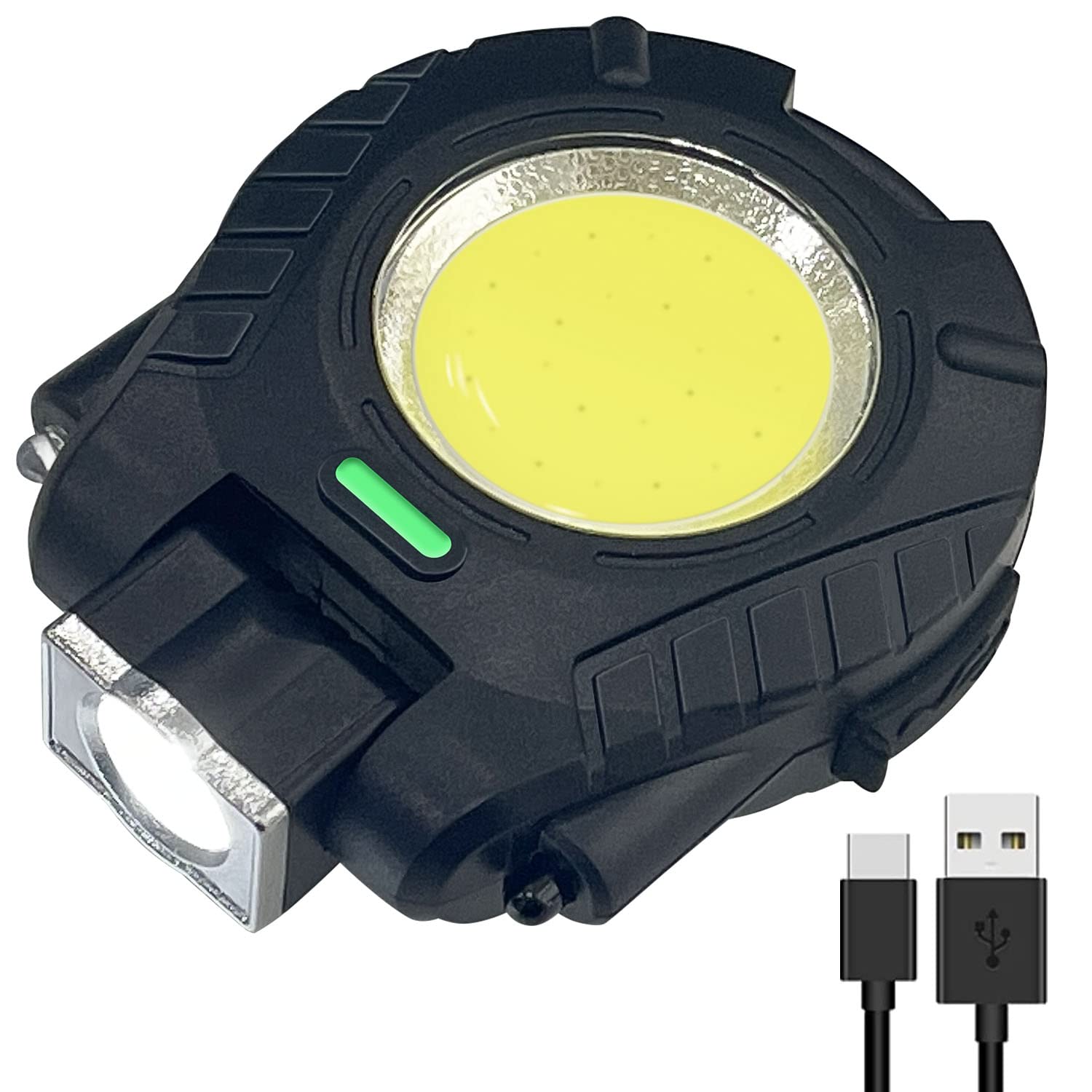 Sutekus Mini Cob 500 Lumens Flashlight Auto Sensor Led Light Usb Rechargeable 5 Modes Bright Pocket Clip-On Flashlight With Magnet Base Folding Bracket And Bottle Opener For Camping Hiking (Black)