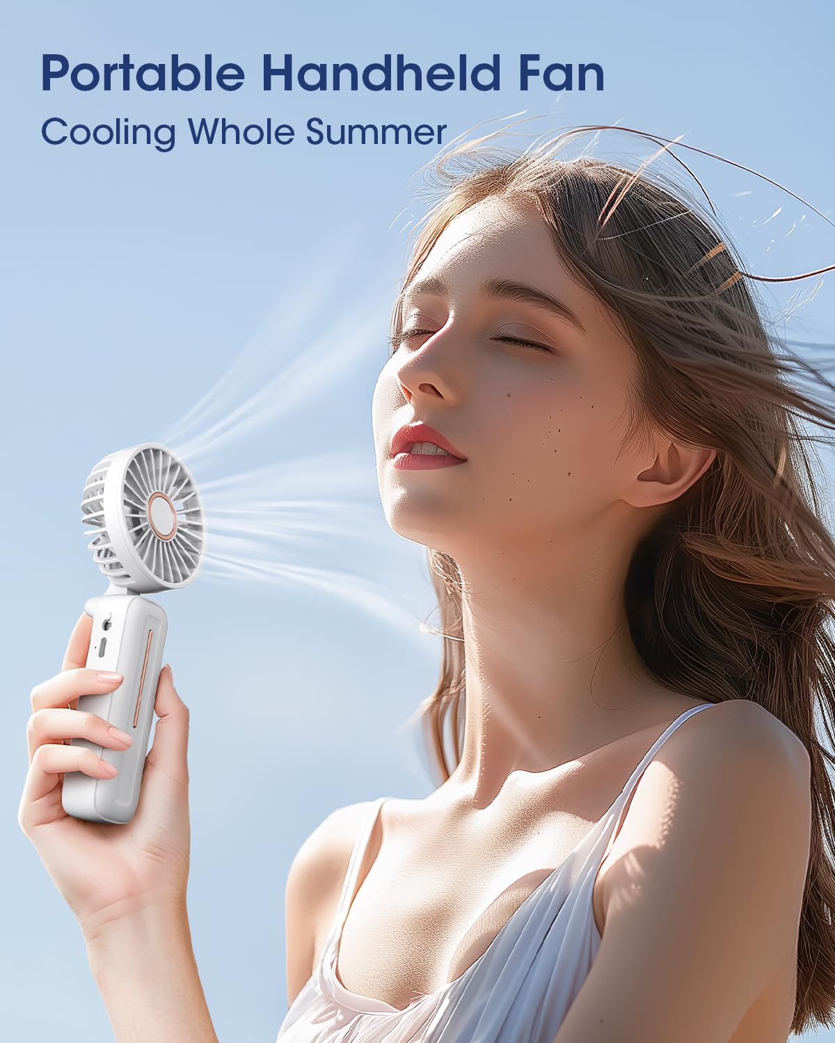 Portable Handheld Fan,Small Usb Fans 3-In-1 Hand/Desk/Neck, Foldable Hand Fan For Personal Cooling