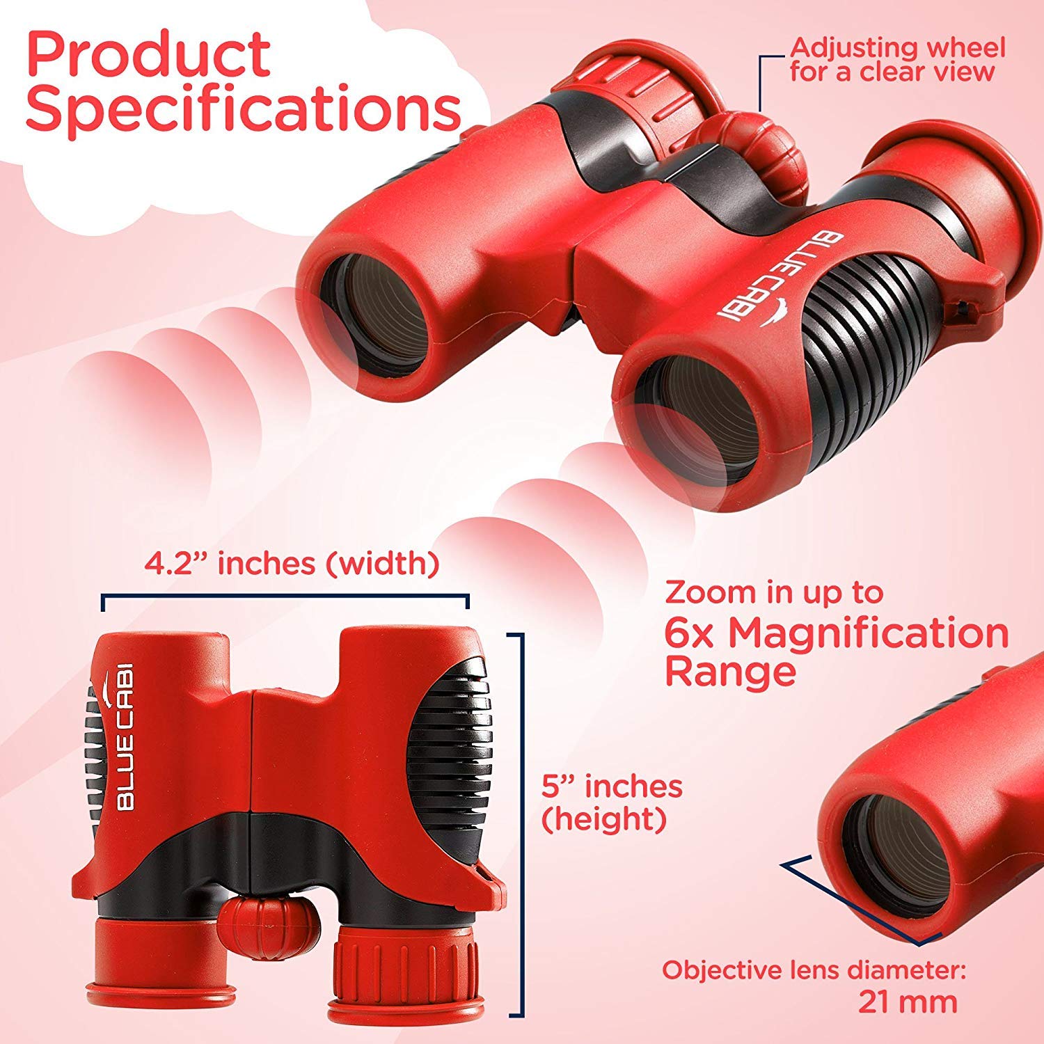 Bluecabi 6X21Mm Children Binoculars By Bresser - Shock-Proof Children Binoculars For Kids Binoculars For Bird Watching Binoculars Compact Binoculars