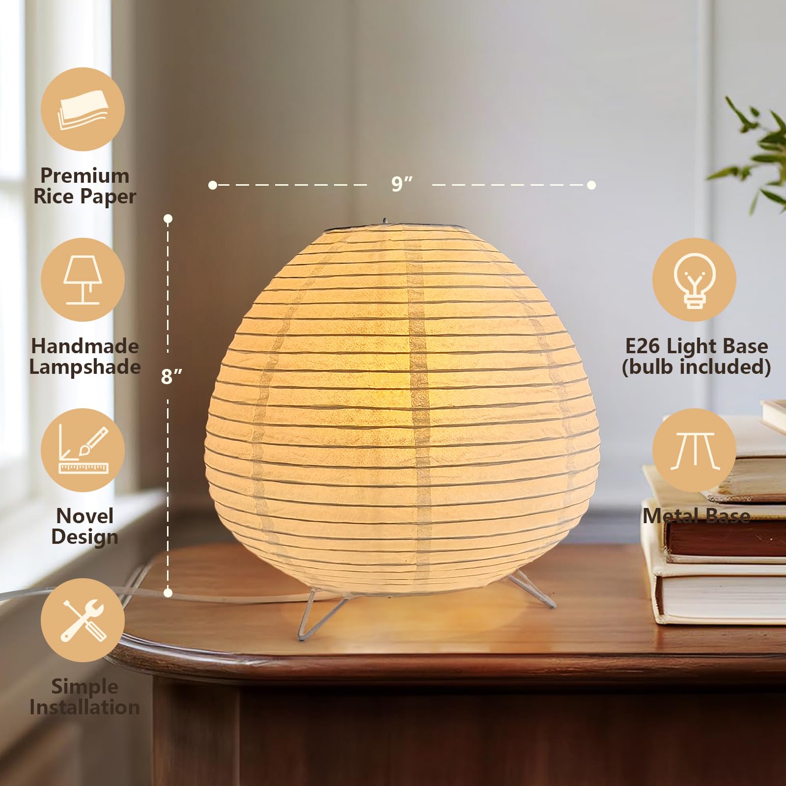 Cmhsytke Small Paper Lamp, Japanese Lamp Lantern Table Lamp, Paper Table Lamp, Lantern Lamps For Desk Bedrooms Bedside Night Light (Raindrop)