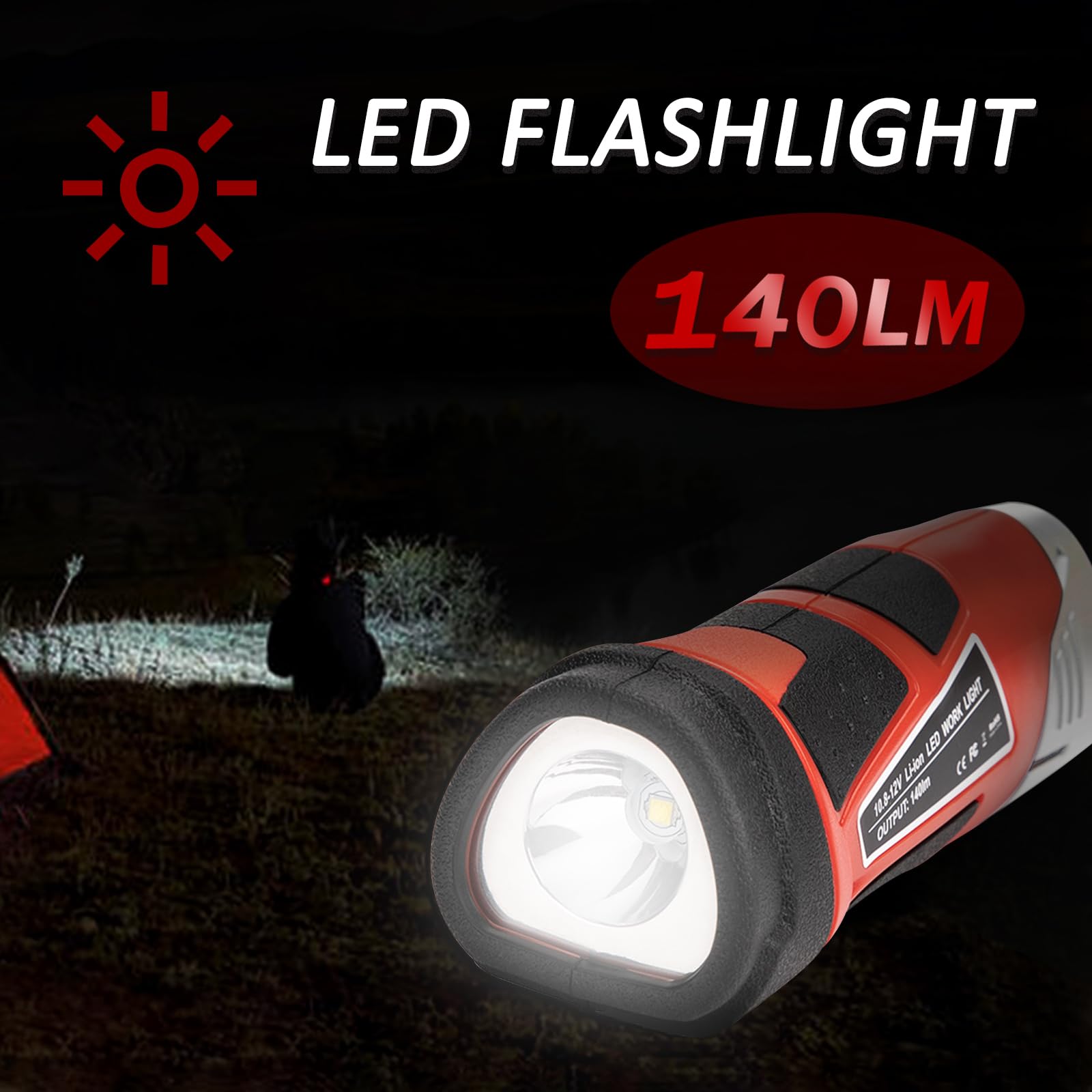 Rexlelxb Flashlight Work Light For Milwaukee M12B2 10.8V-12V Battery, 3W 140Lm Handheld Light Illumination Lamp For Work At Night 48-11-2401 M12B2 M12B4 M12B6 C12B
