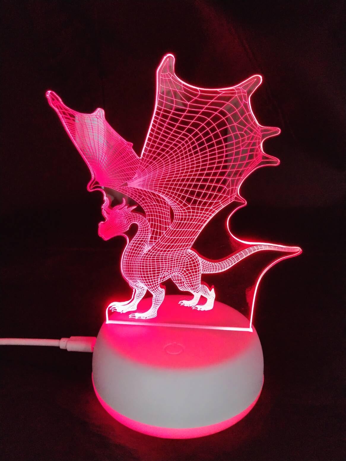 Xdorra Dragon 3D Led Light Boy'S Birthday Christmas Bedside Lamp Acrylic Night Light For Kids Cable Or Aa Battery Charge Table Lamp Bedroom Bars Store Room Decor For Adult
