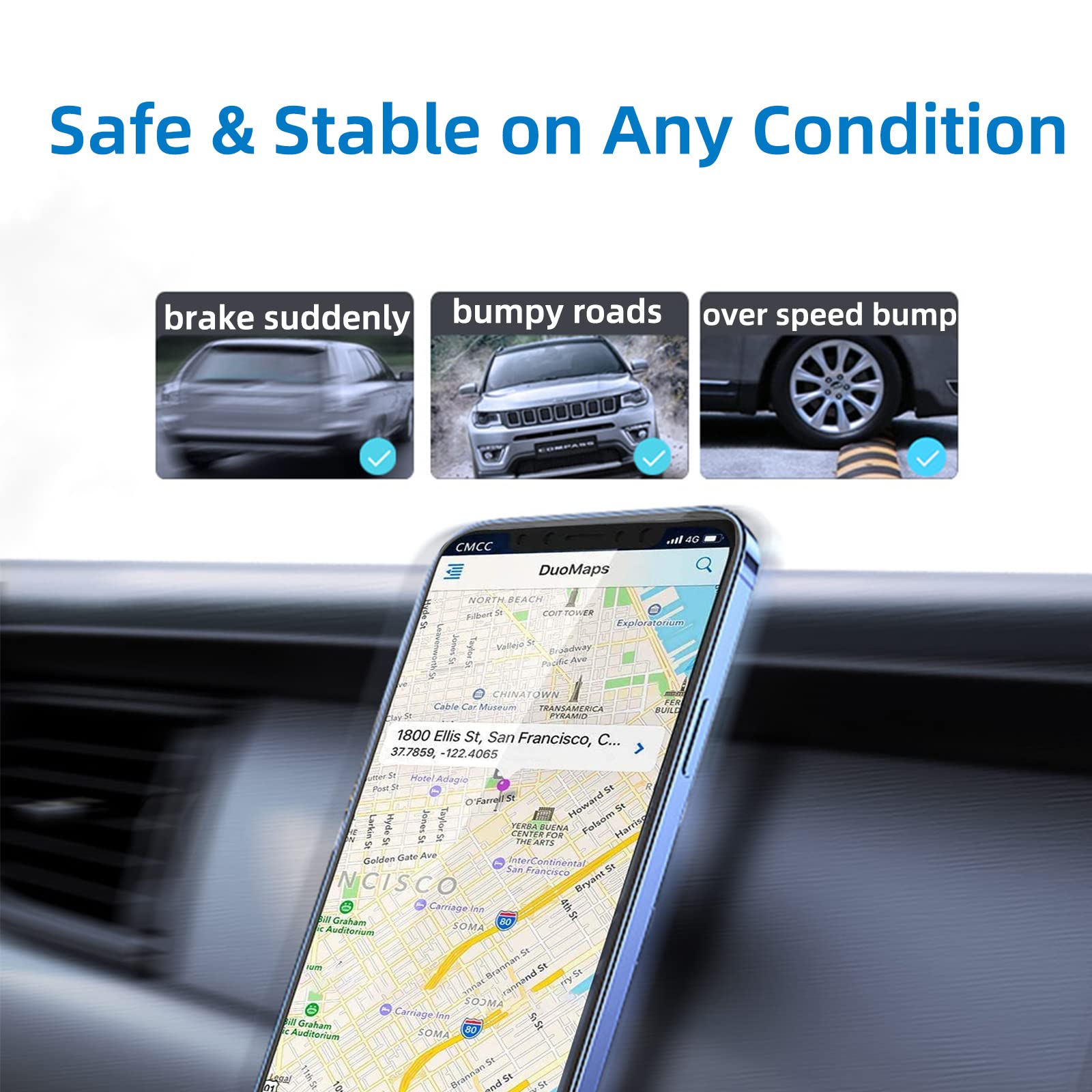 Forubar Magnetic Phone Holder For Car, [ 2 Groups Super Strong Magnet ] [ 360° Rotation ] Universal Dashboard Car Mount Holder Compatible With All Smartphones (Black)